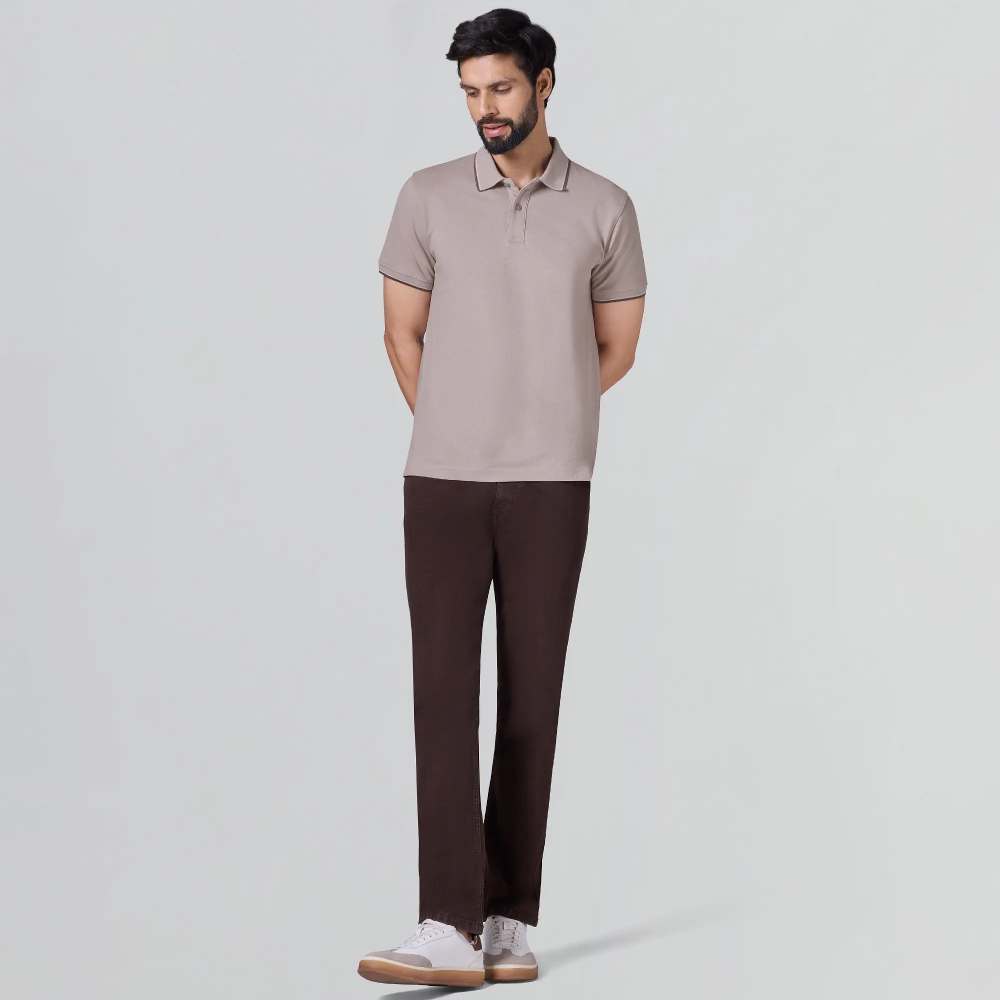 Accent Cotton Polo T-shirt - Blush Grey - Image 2