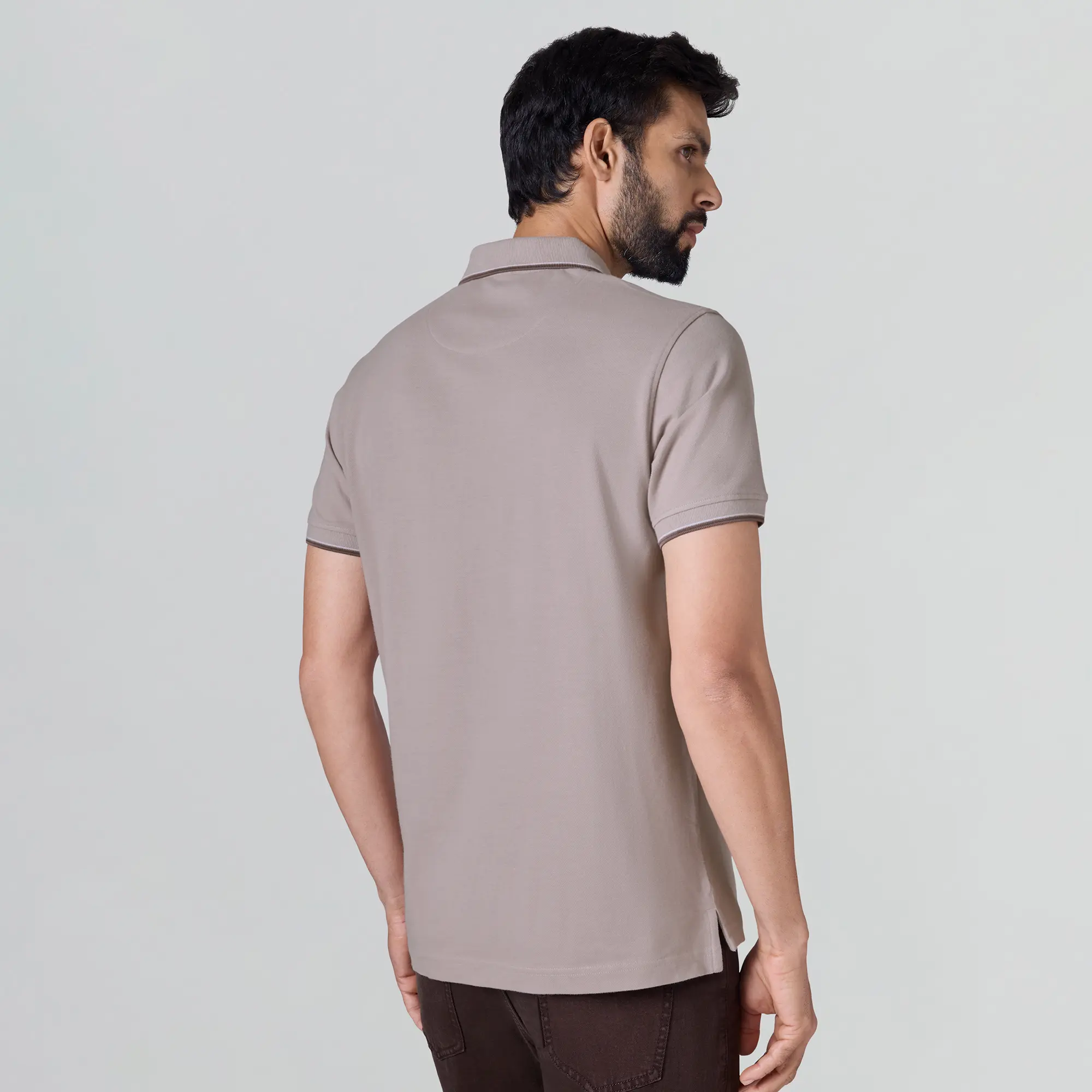 Accent Cotton Polo T-shirt - Blush Grey - Image 5