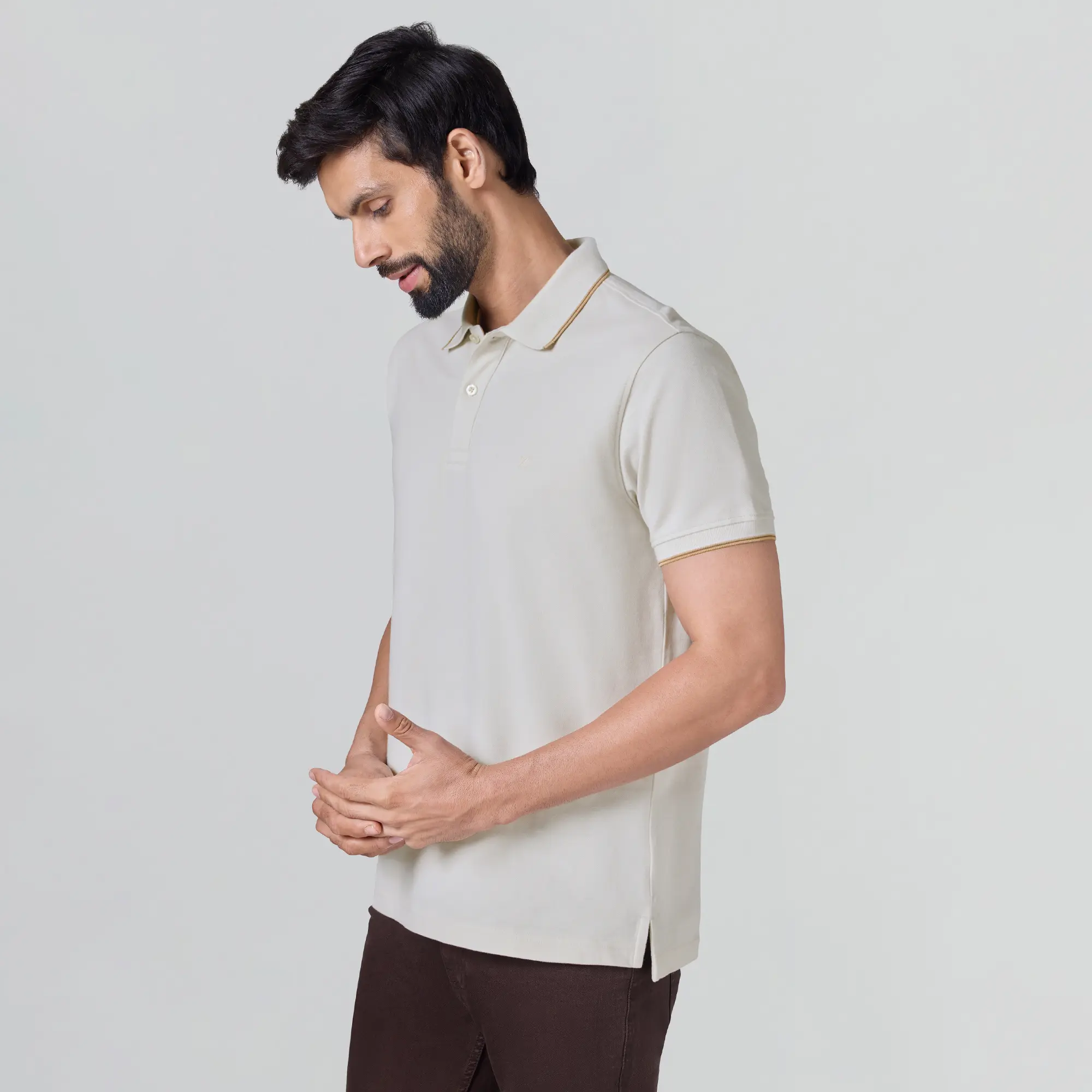 Accent Cotton Polo T-shirt - Pearl White - Image 4