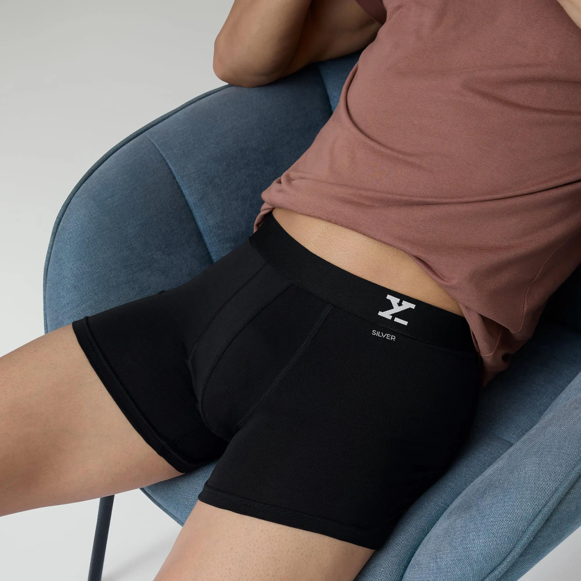 Aero Silver Cotton Trunks Black Knight - Image 5