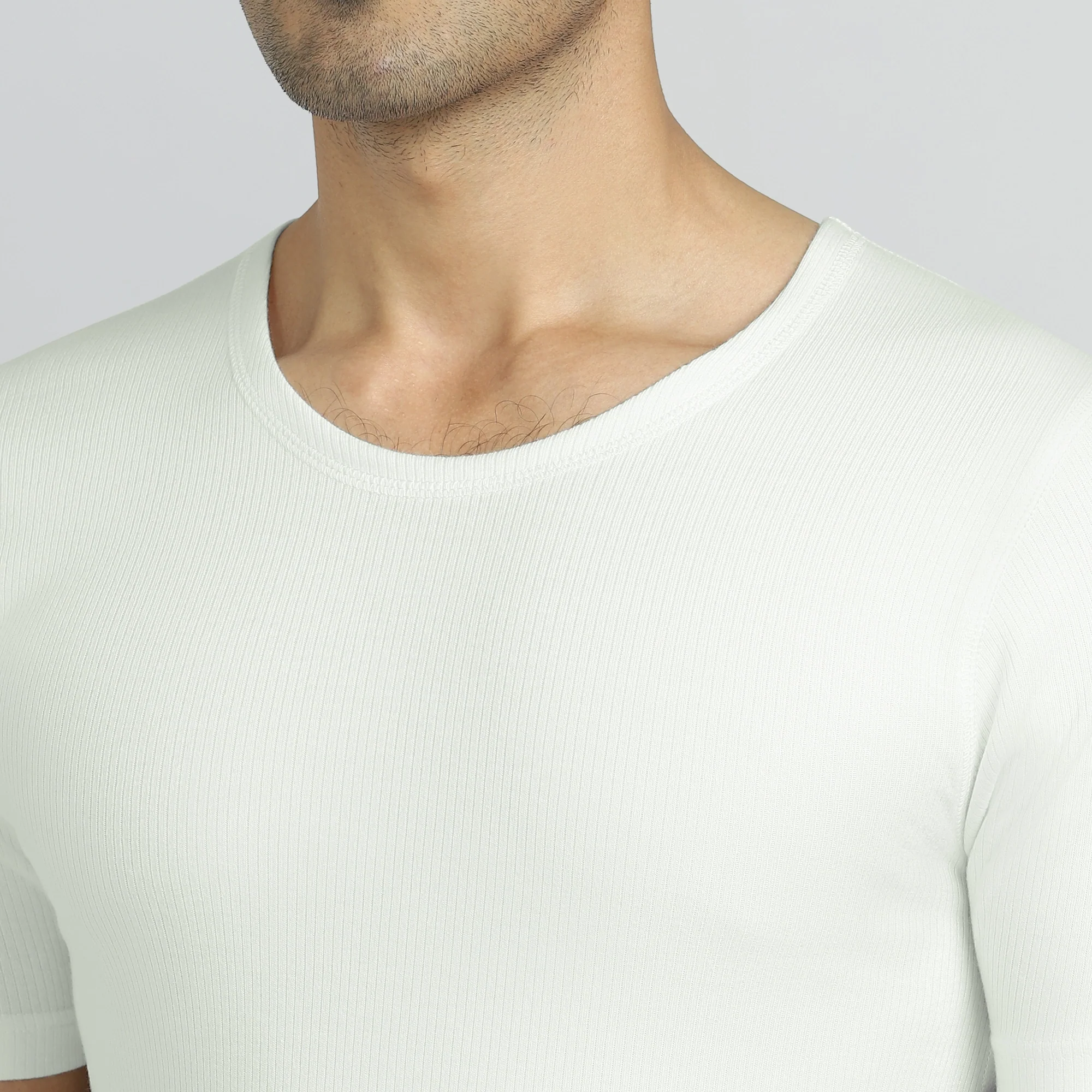 Cotton Rich Thermal Short Sleeve Vest Ivory White - Image 6