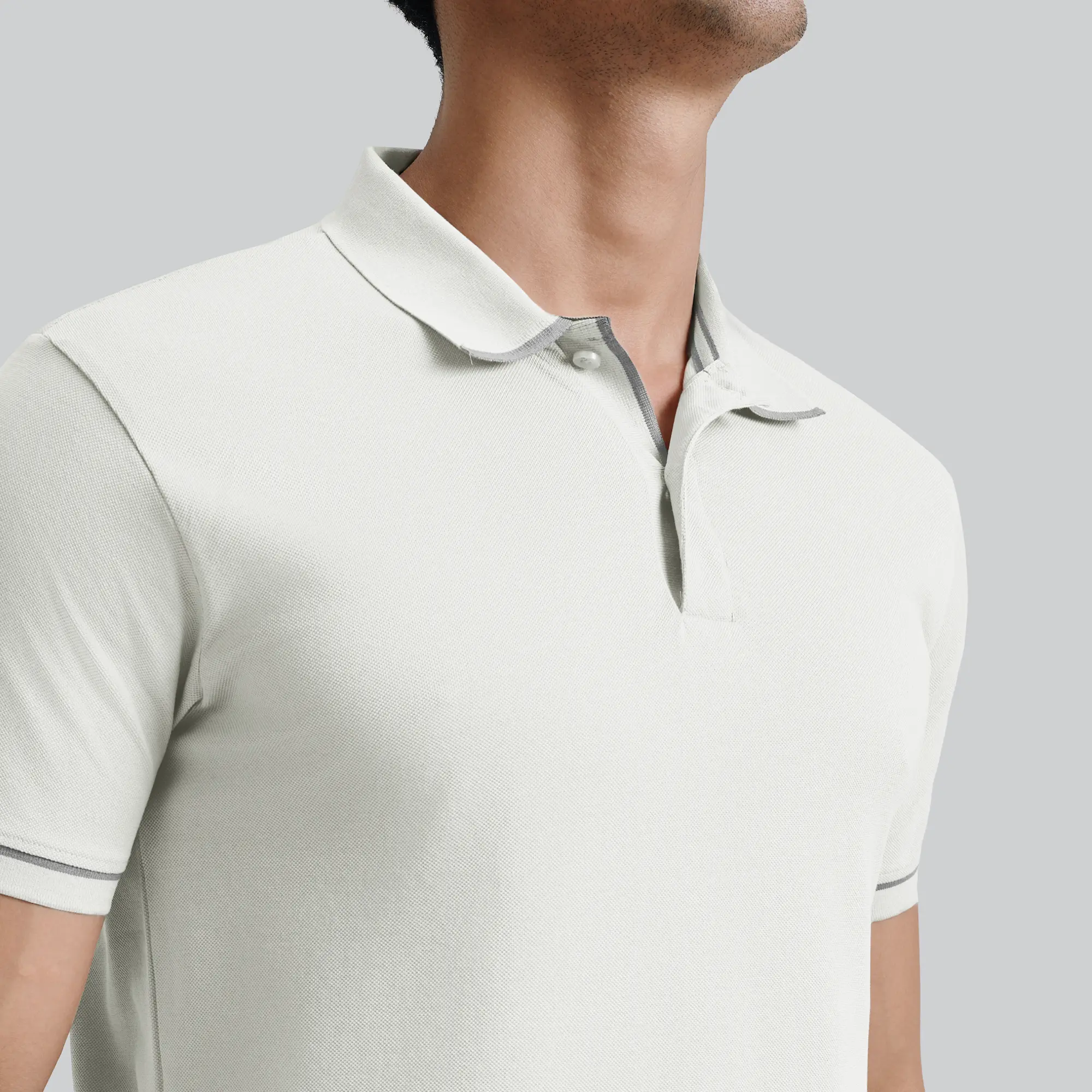 Pique Polo T-shirt - Almond White - Image 5