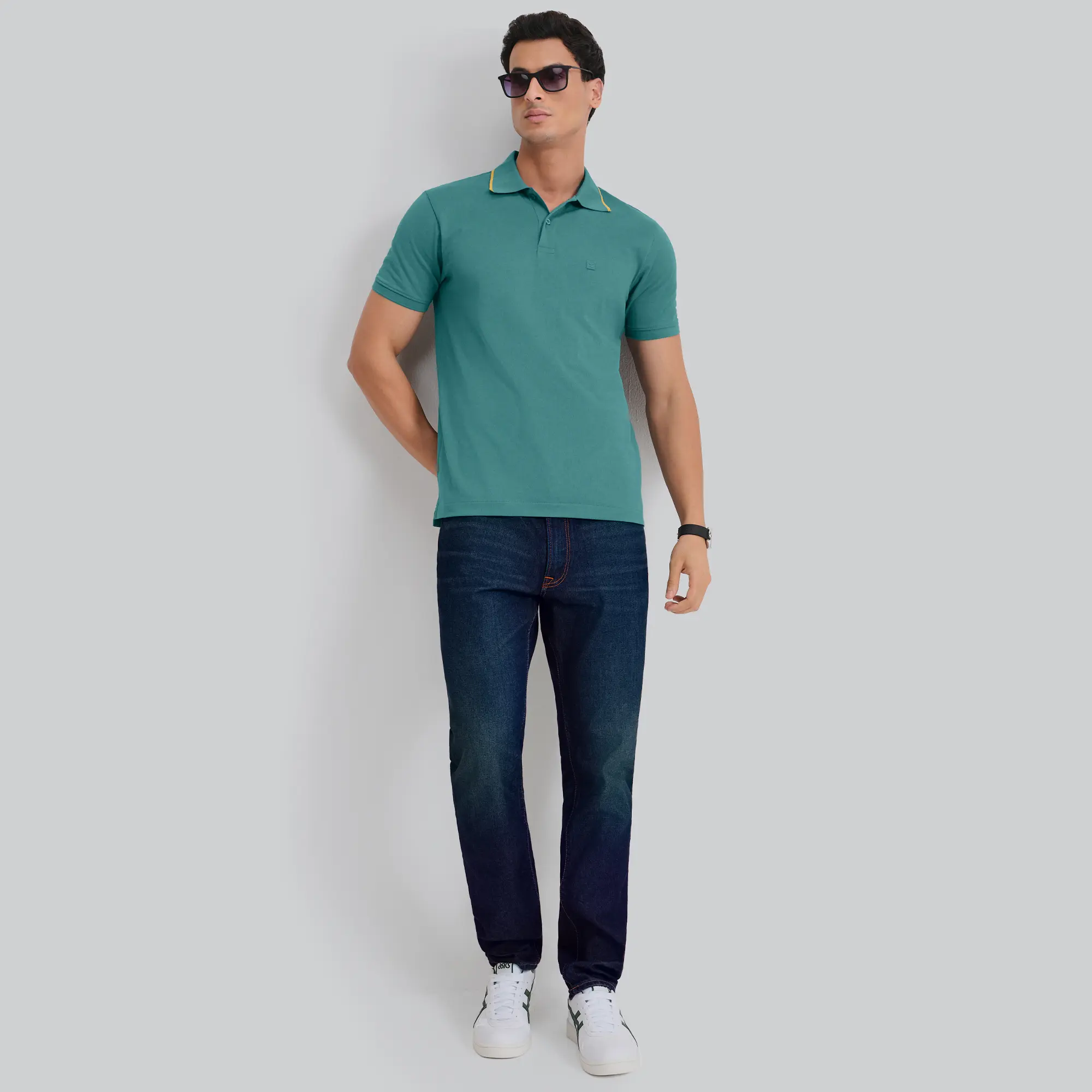Pique Polo T-shirt - Aqua Green - Image 3