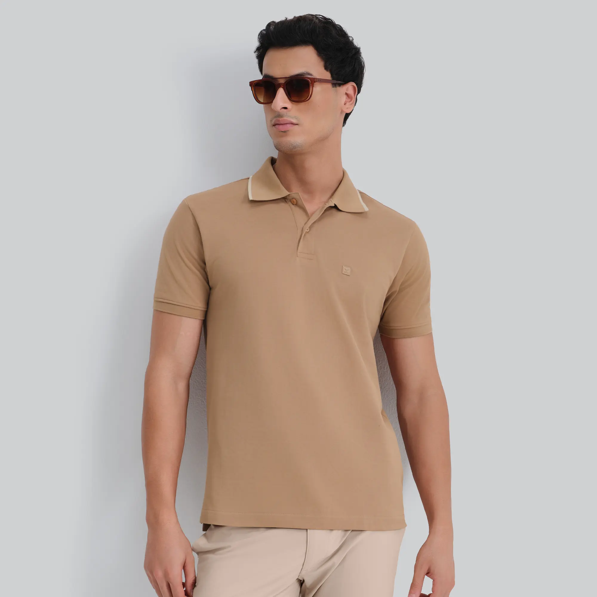Pique Polo T-shirt - Mocha Brown - Image 5
