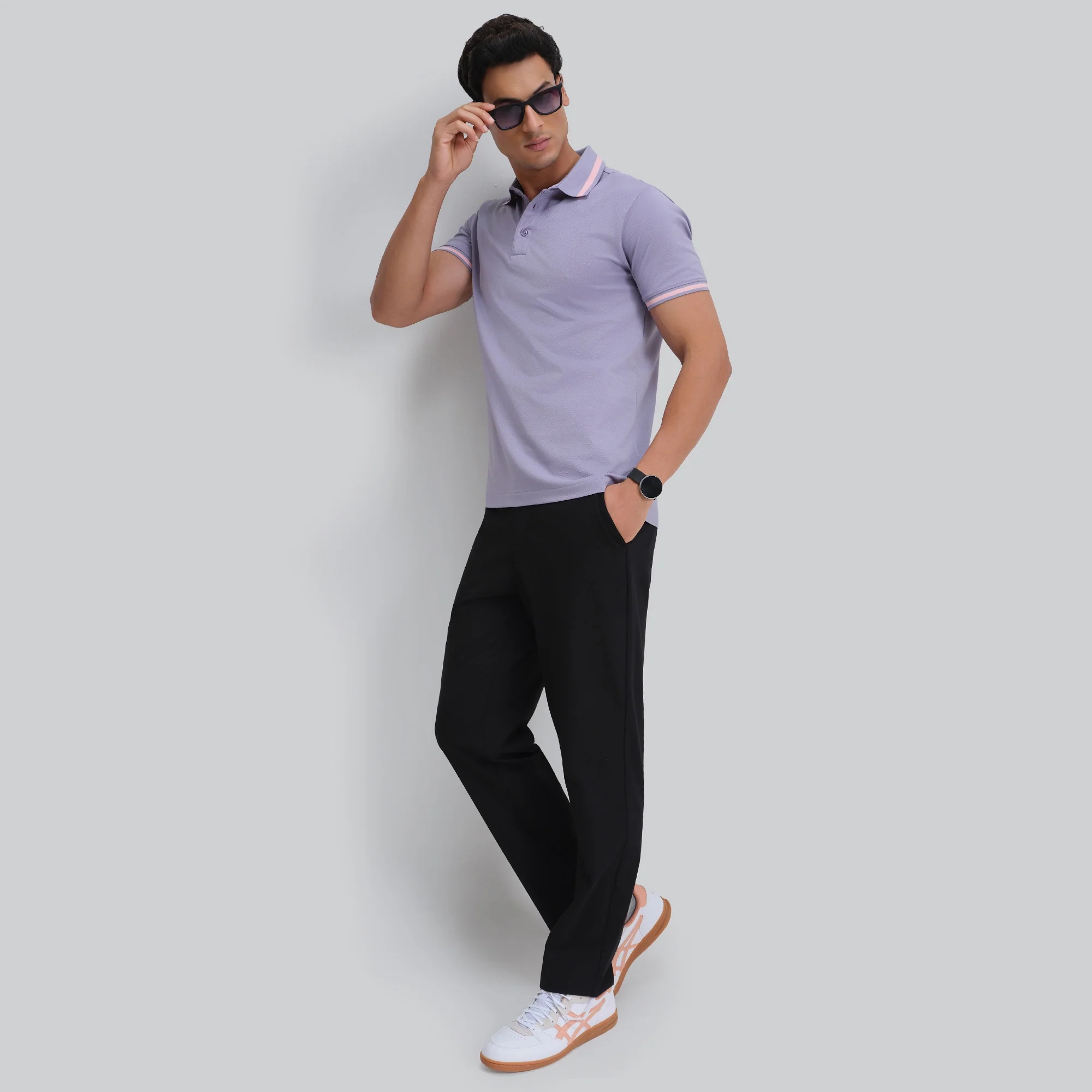 Pique Polo T-shirt - Purple Mist - Image 3