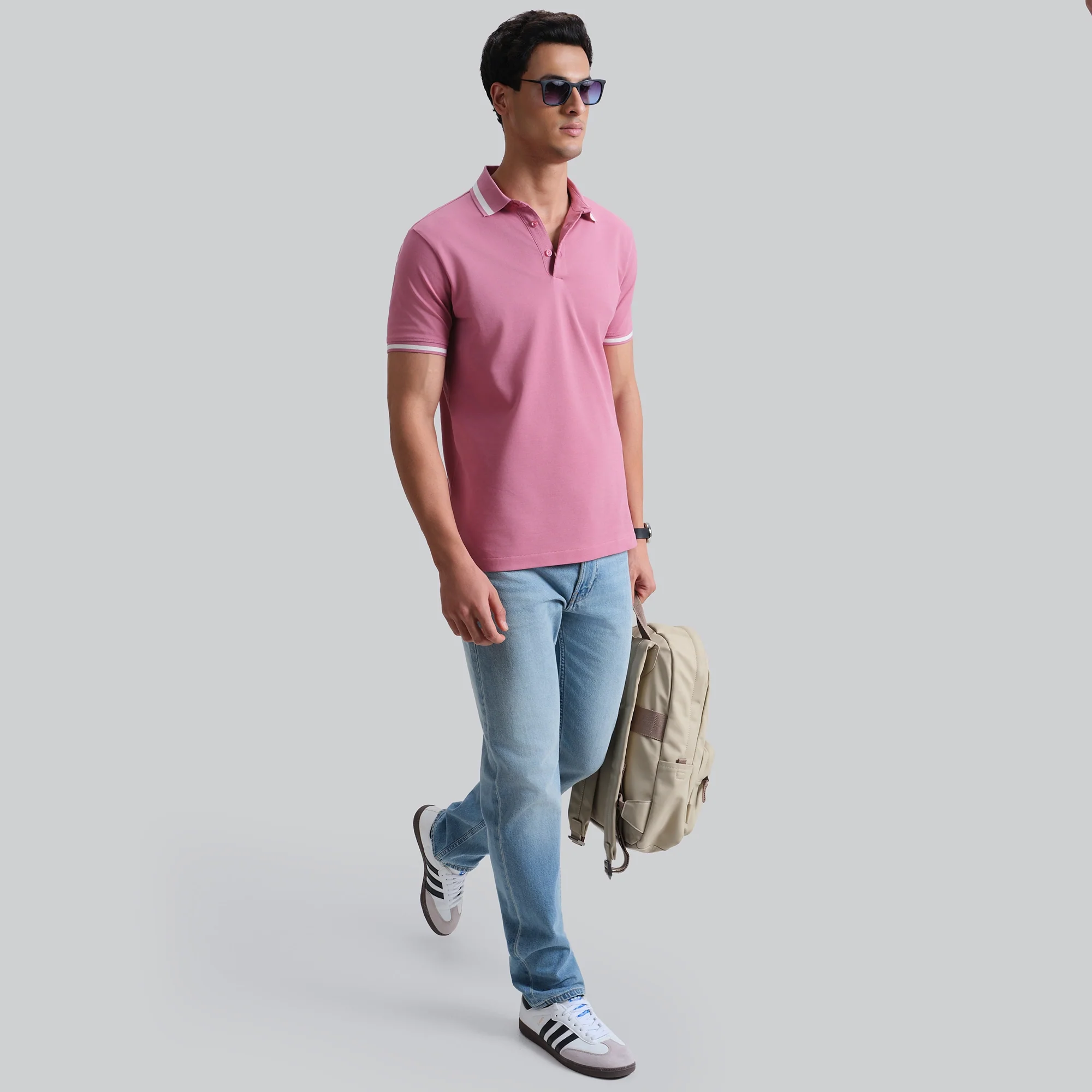 Pique Polo T-shirt - Vintage Pink - Image 3