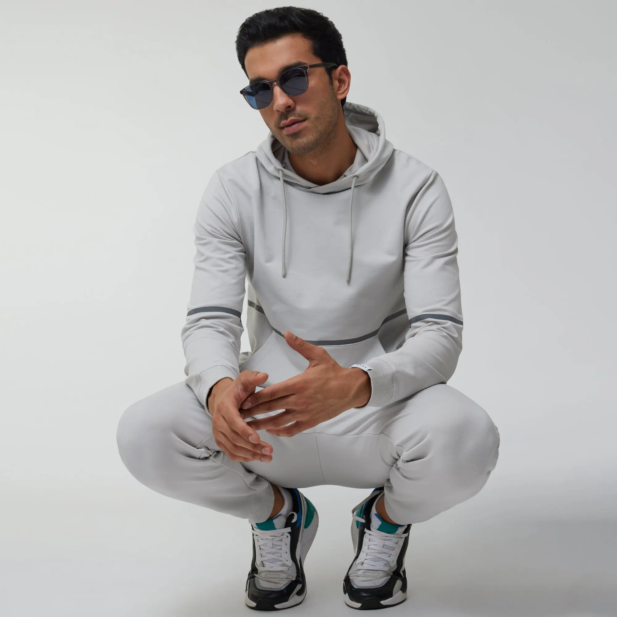 Ascent French Terry Cotton Blend Hoodies Chrome White - Image 2
