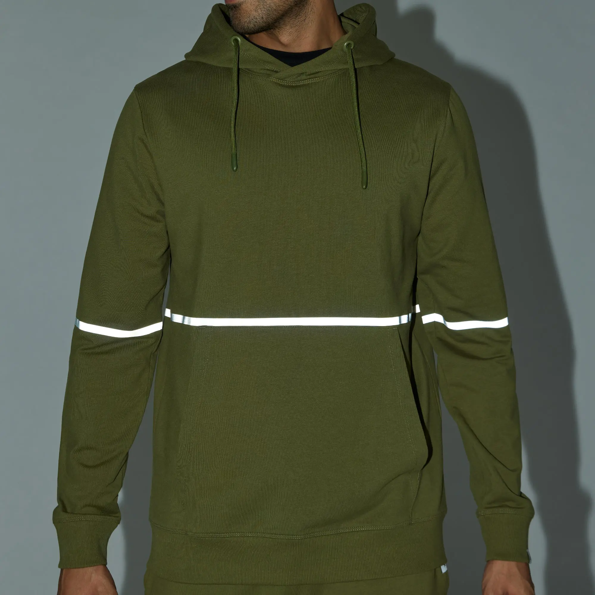 Ascent French Terry Cotton Blend Hoodies Olive Green - Image 5