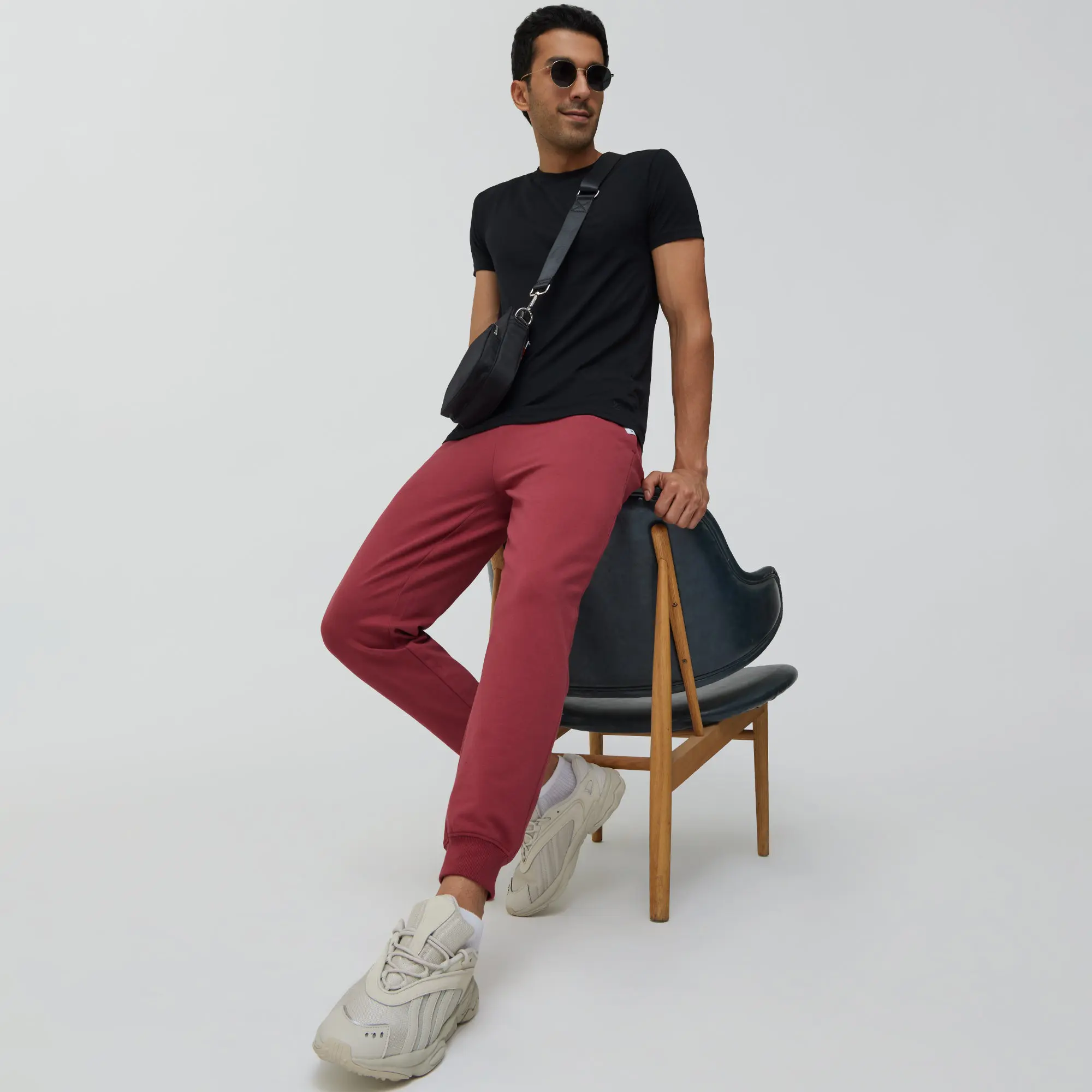 Ascent French Terry Cotton Blend Joggers Crimson Red - Image 2