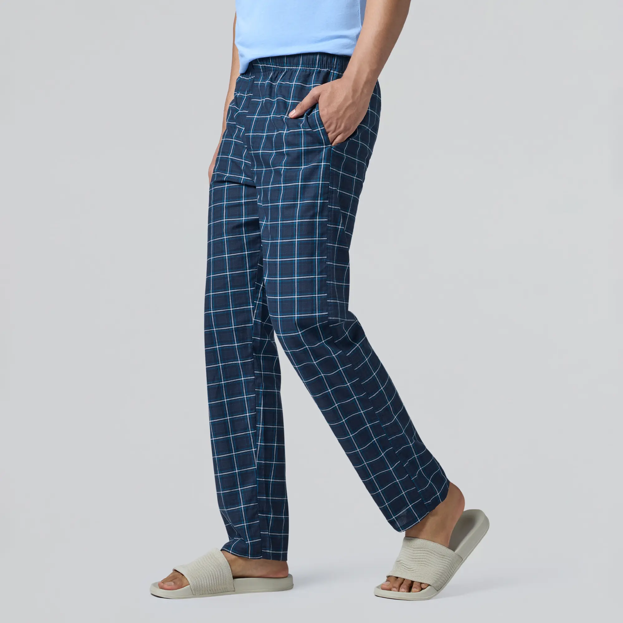 Checkmate Combed Cotton Pyjamas Vivid Blue - Image 2