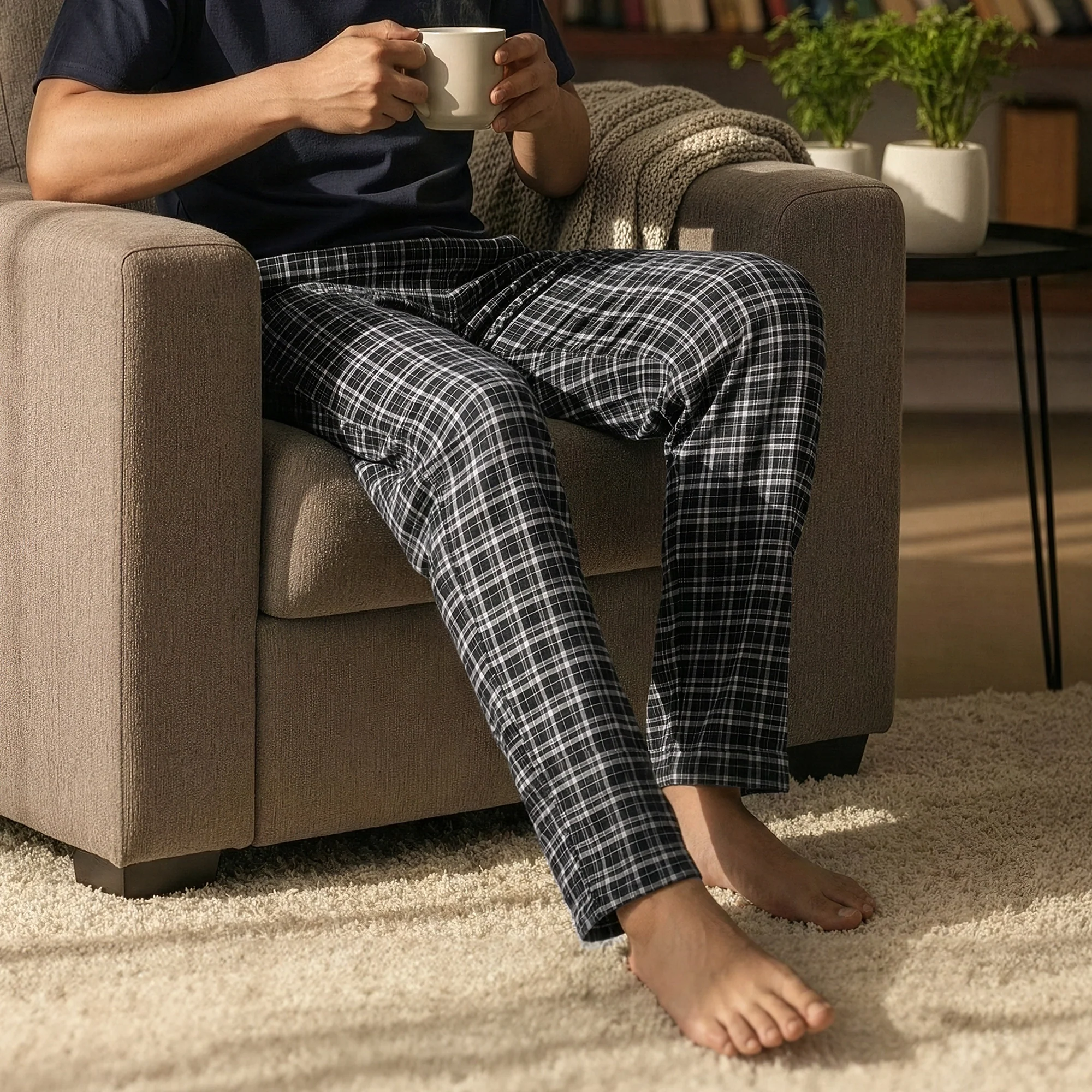 Checkmate Combed Cotton Pyjamas Crypto Black