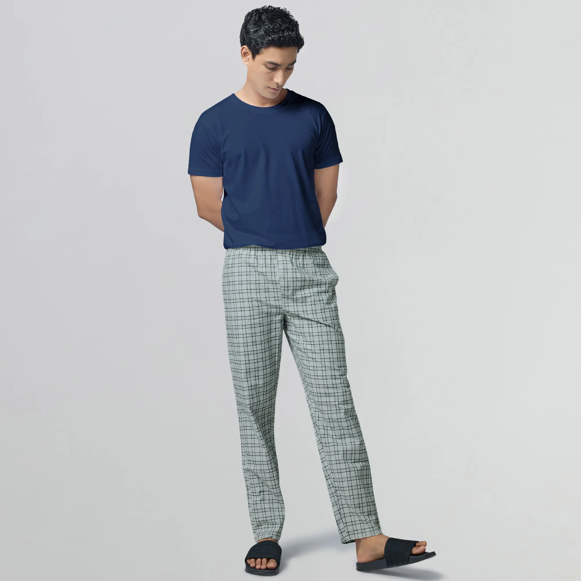 Checkmate Combed Cotton Pyjamas Frost Grey - Image 3