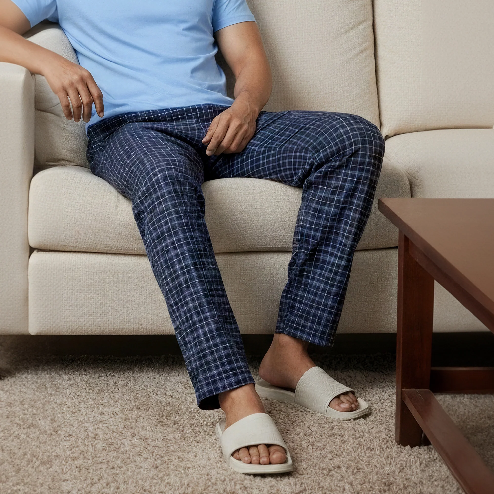 Checkmate Combed Cotton Pyjamas Midnight Blue