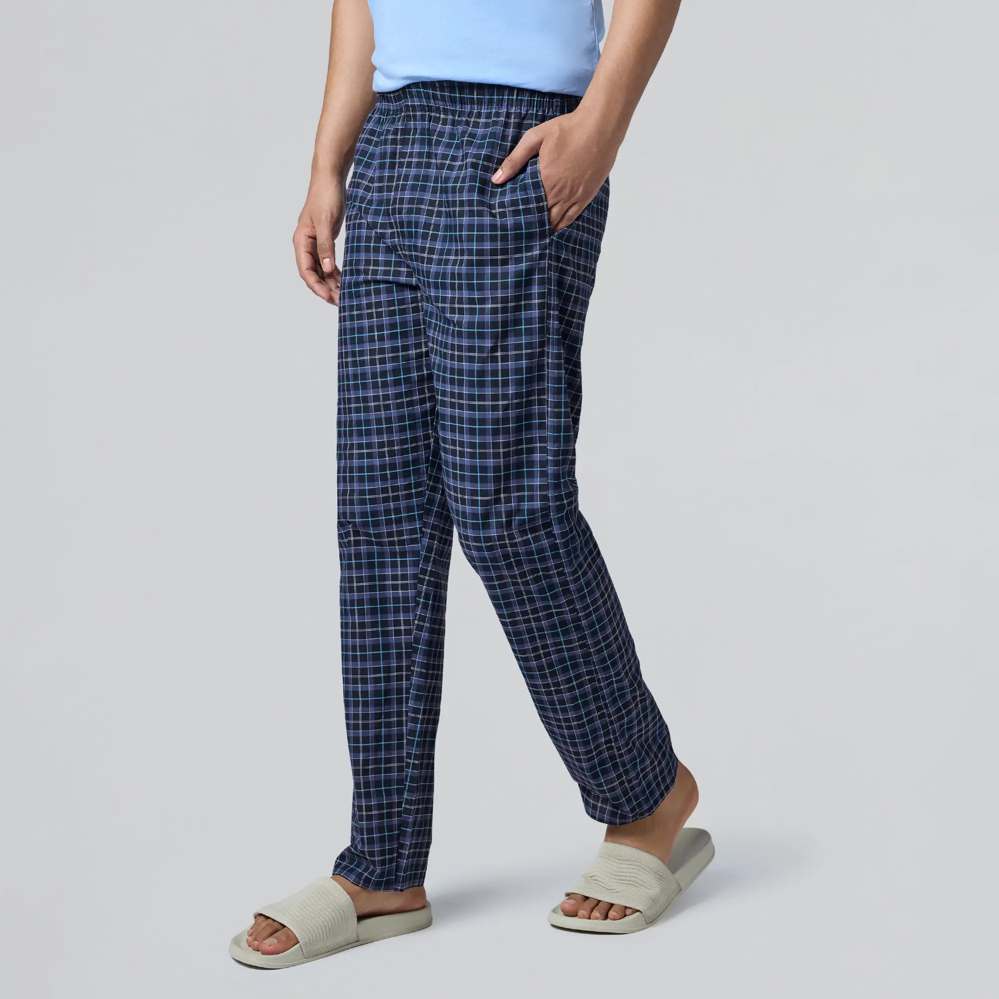 Checkmate Combed Cotton Pyjamas Midnight Blue - Image 2