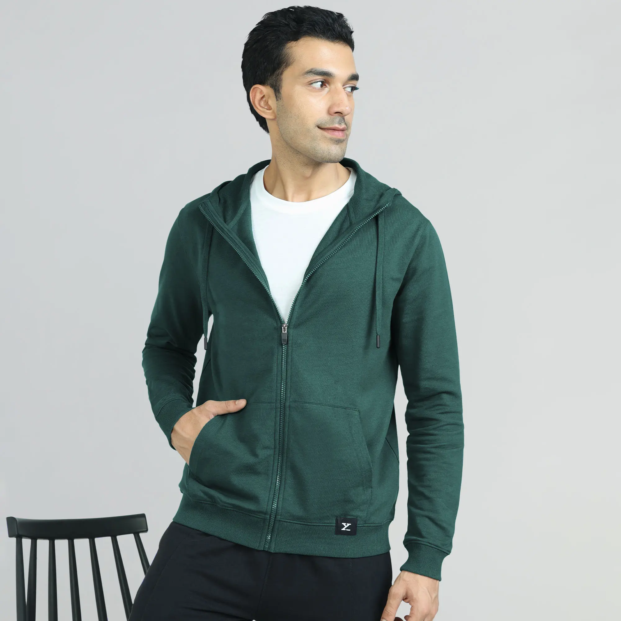 Cruze French Terry Cotton Hoodie Jackets Forest Green