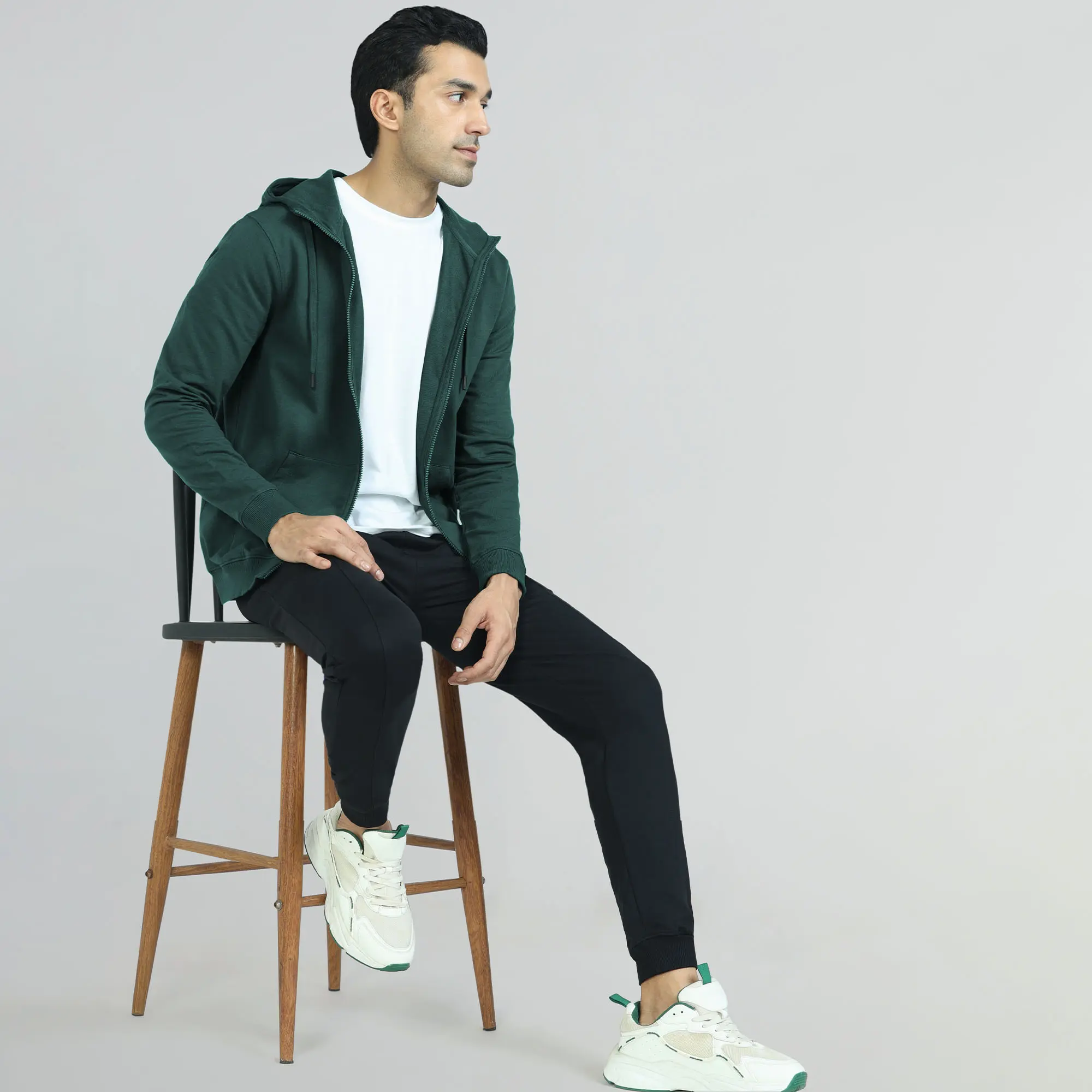 Cruze French Terry Cotton Hoodie Jackets Forest Green - Image 2