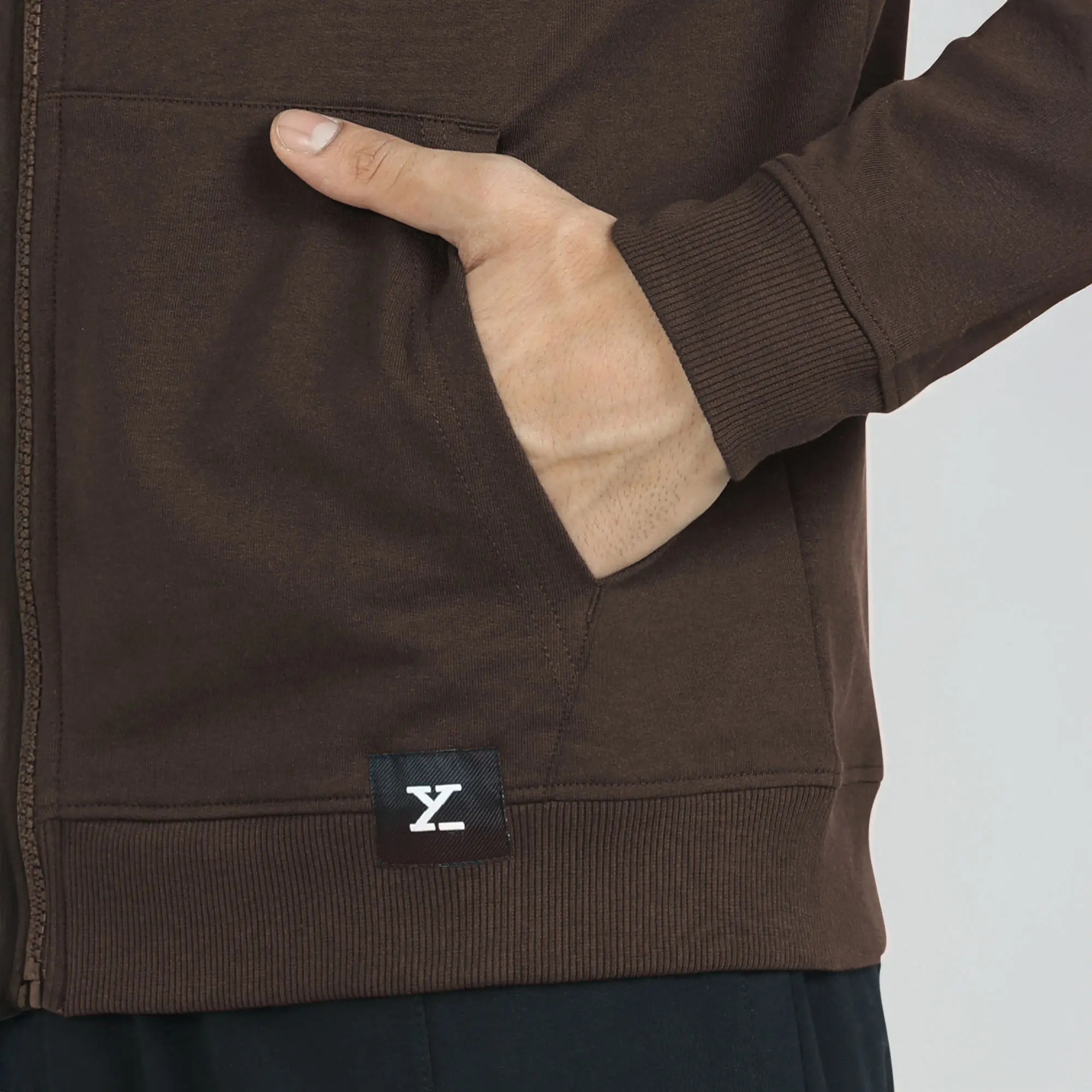Cruze French Terry Cotton Hoodie Jackets Malt Brown - Image 5