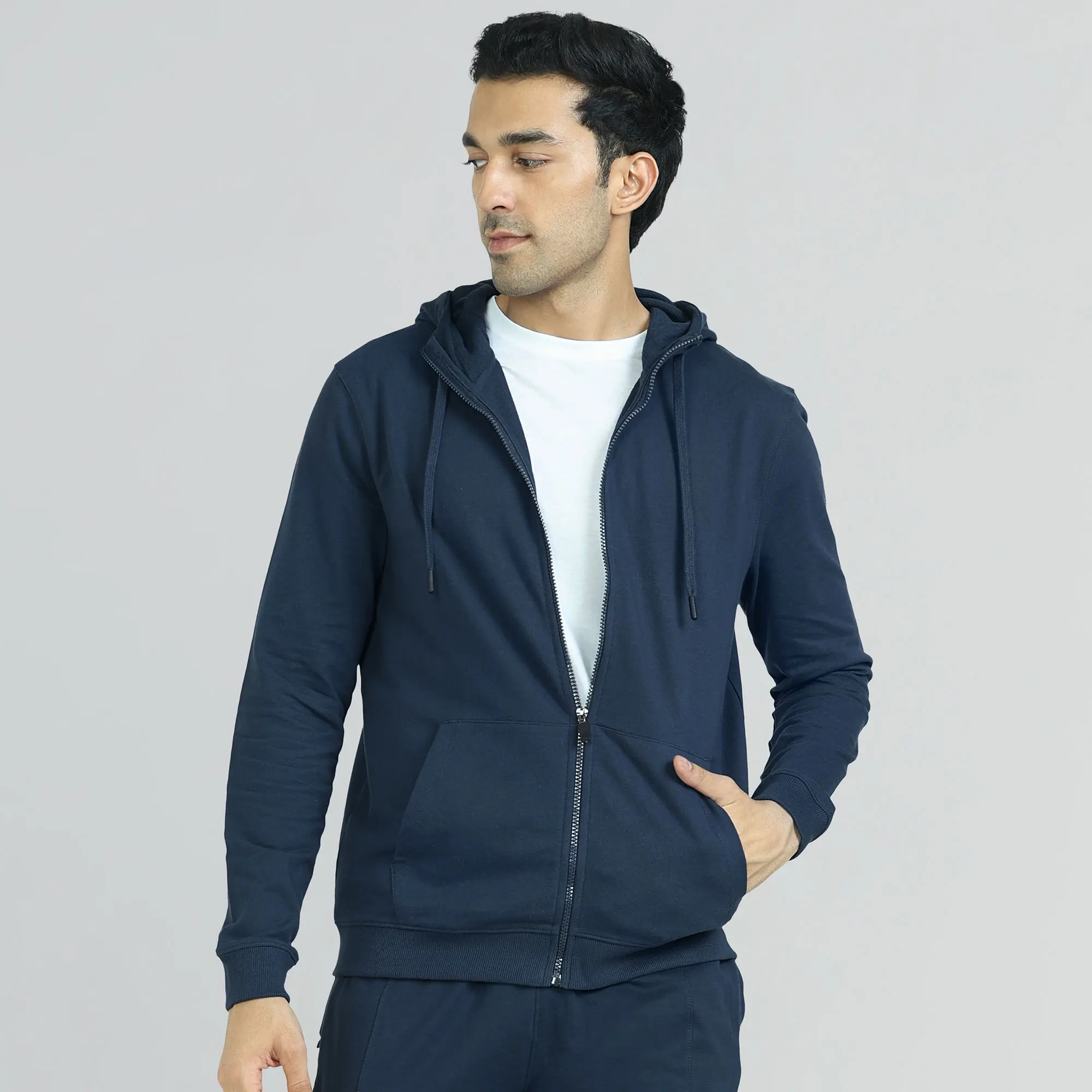 Cruze French Terry Cotton Hoodie Jackets Opal Blue
