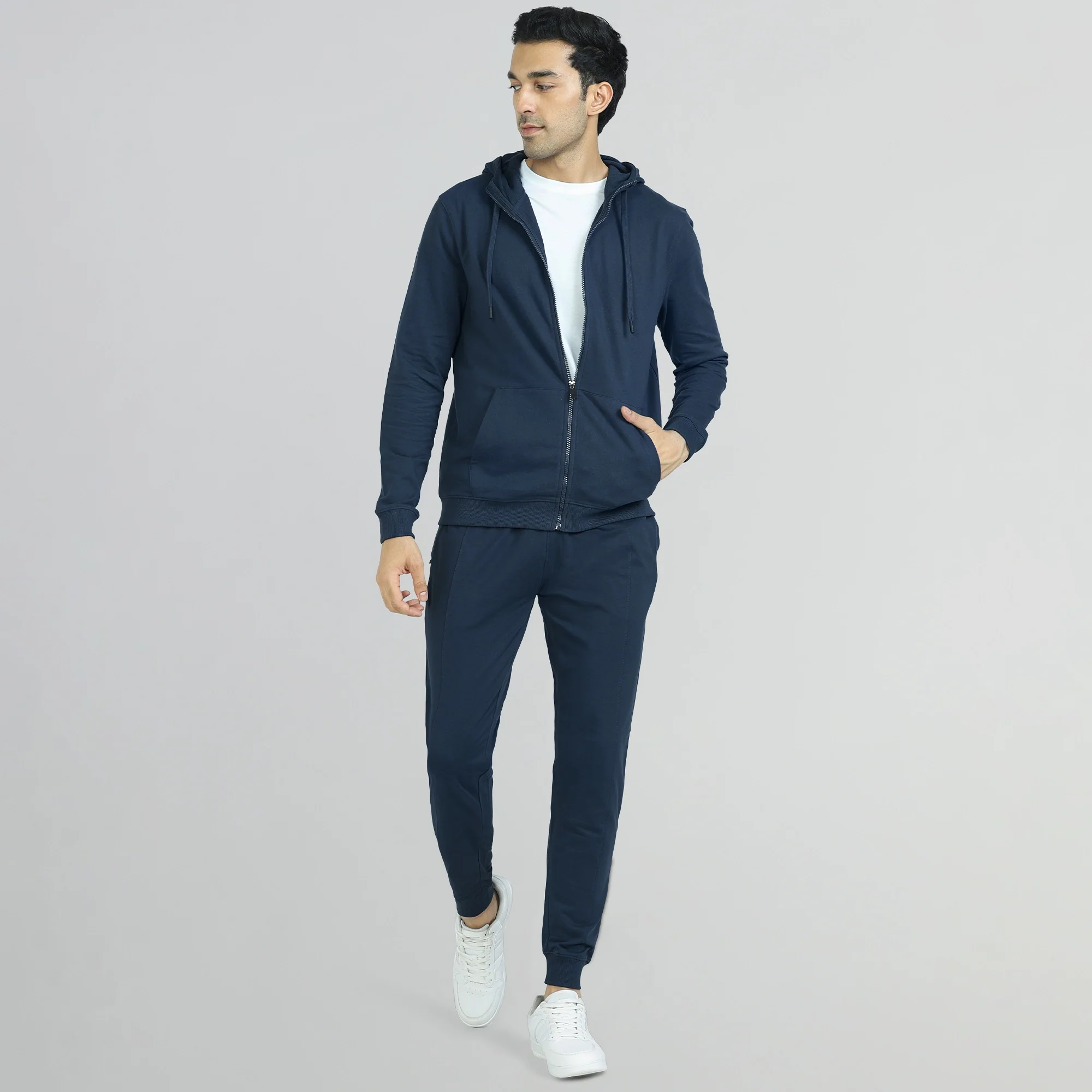 Cruze French Terry Cotton Hoodie Jackets Opal Blue - Image 2