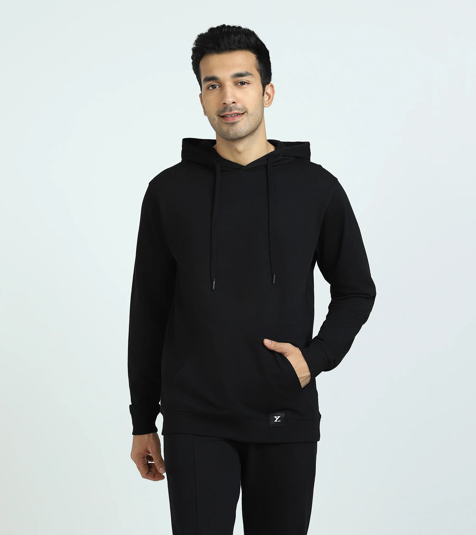 Cruze French Terry Cotton Hoodie and Joggers Co-Ord Set Pitch Black - Image 4