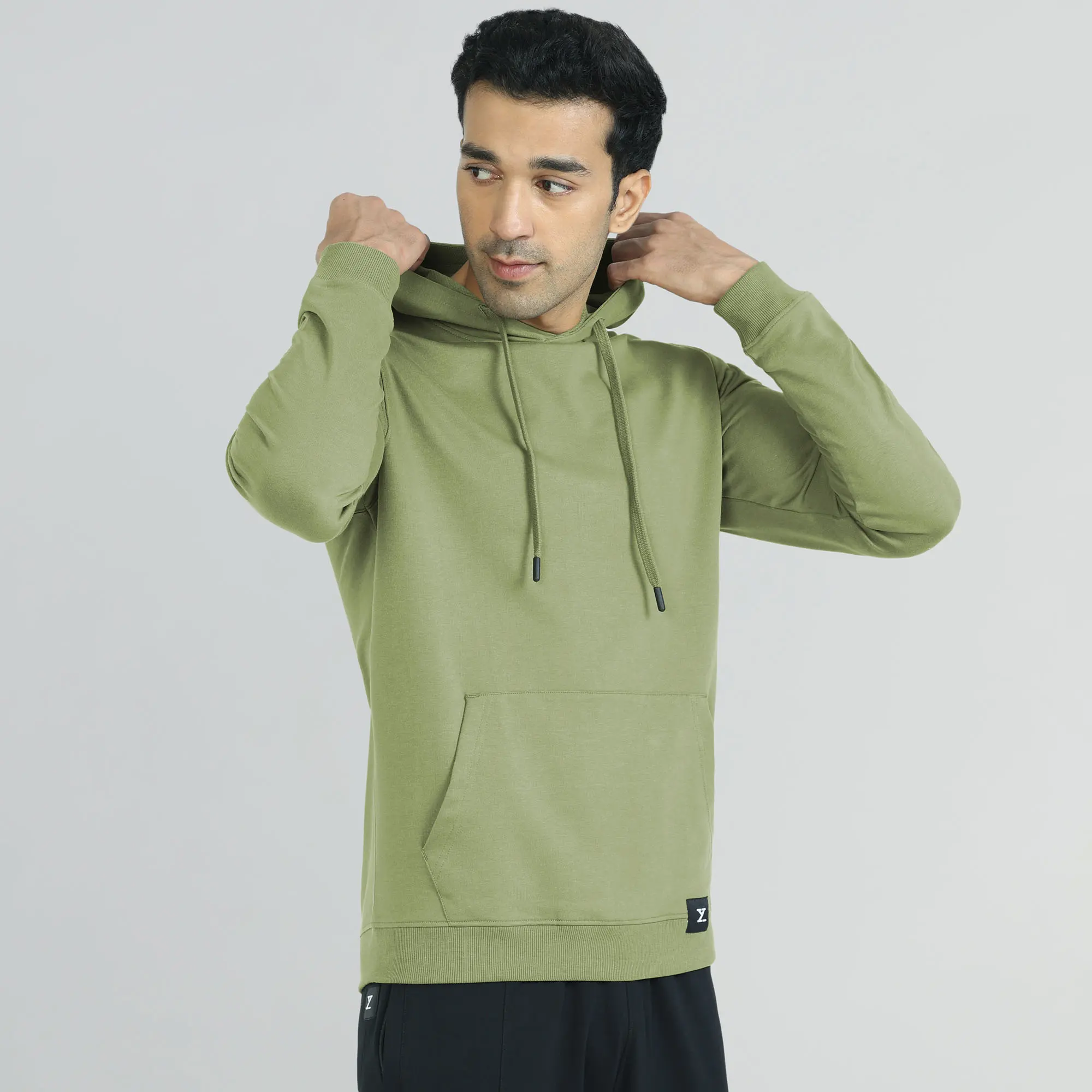 Cruze French Terry Cotton Hoodies Olive Green