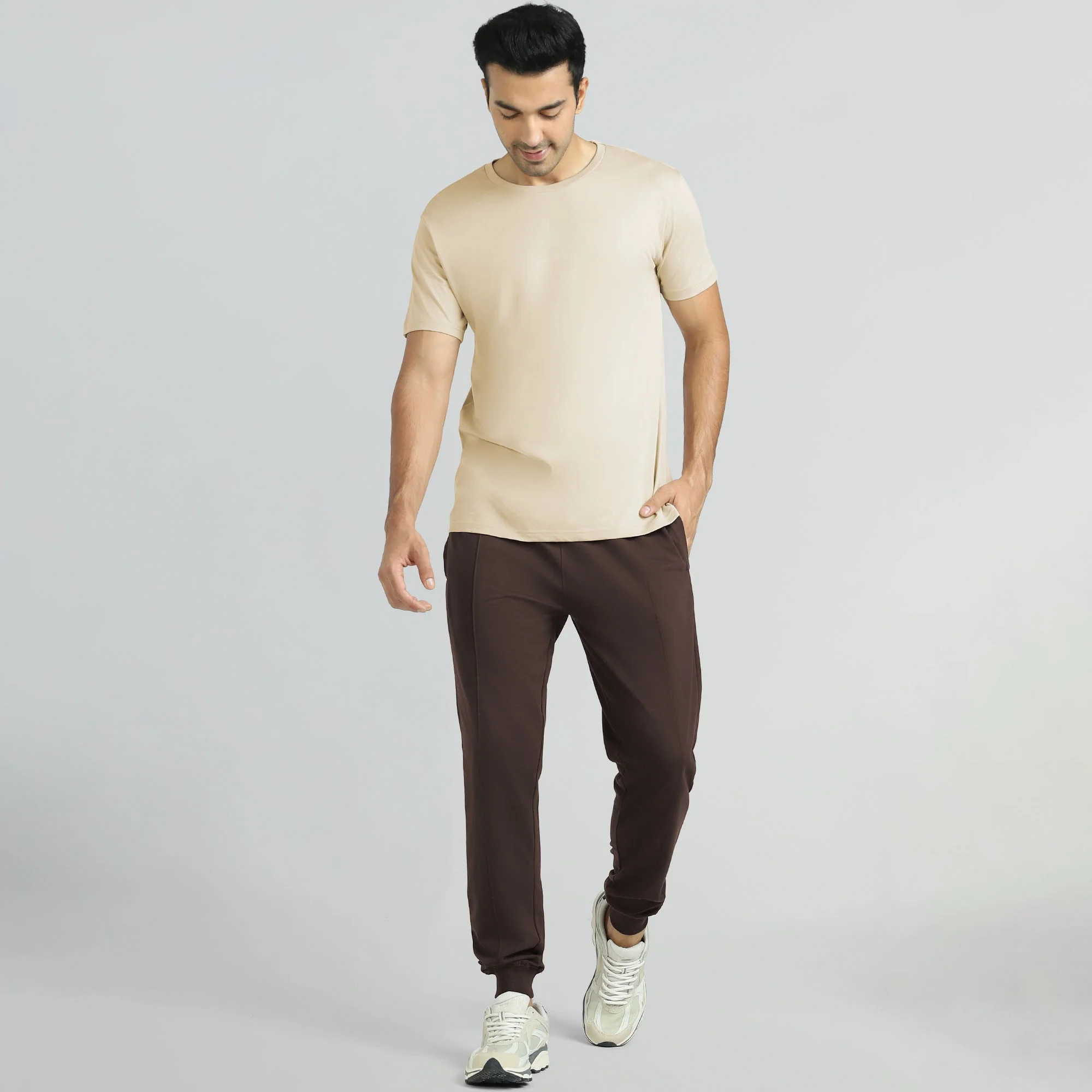 Cruze French Terry Cotton Joggers Malt Brown - Image 2