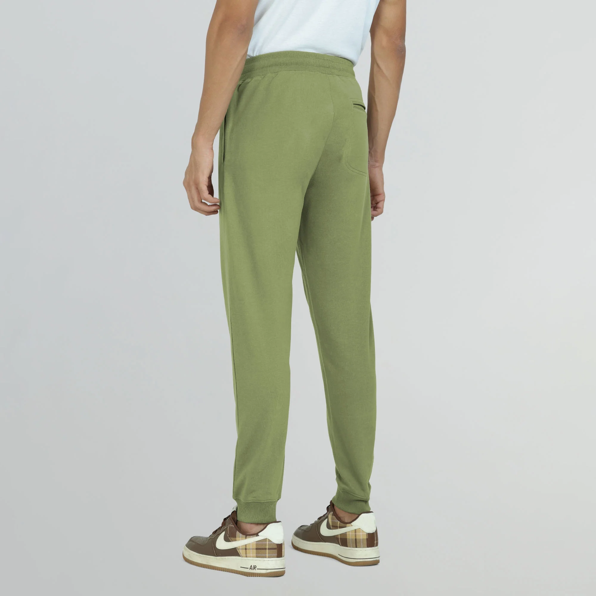 Cruze French Terry Cotton Joggers Olive Green - Image 2
