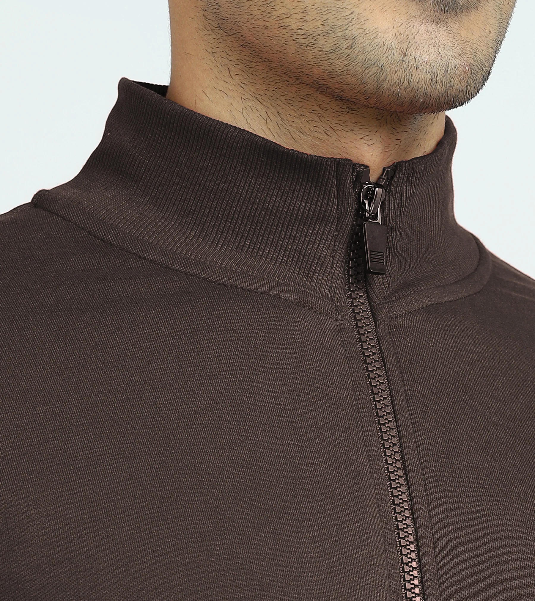 Cruze French Terry Cotton Zip-Up Jacket and Joggers Co-Ord Set Malt Brown - Image 5