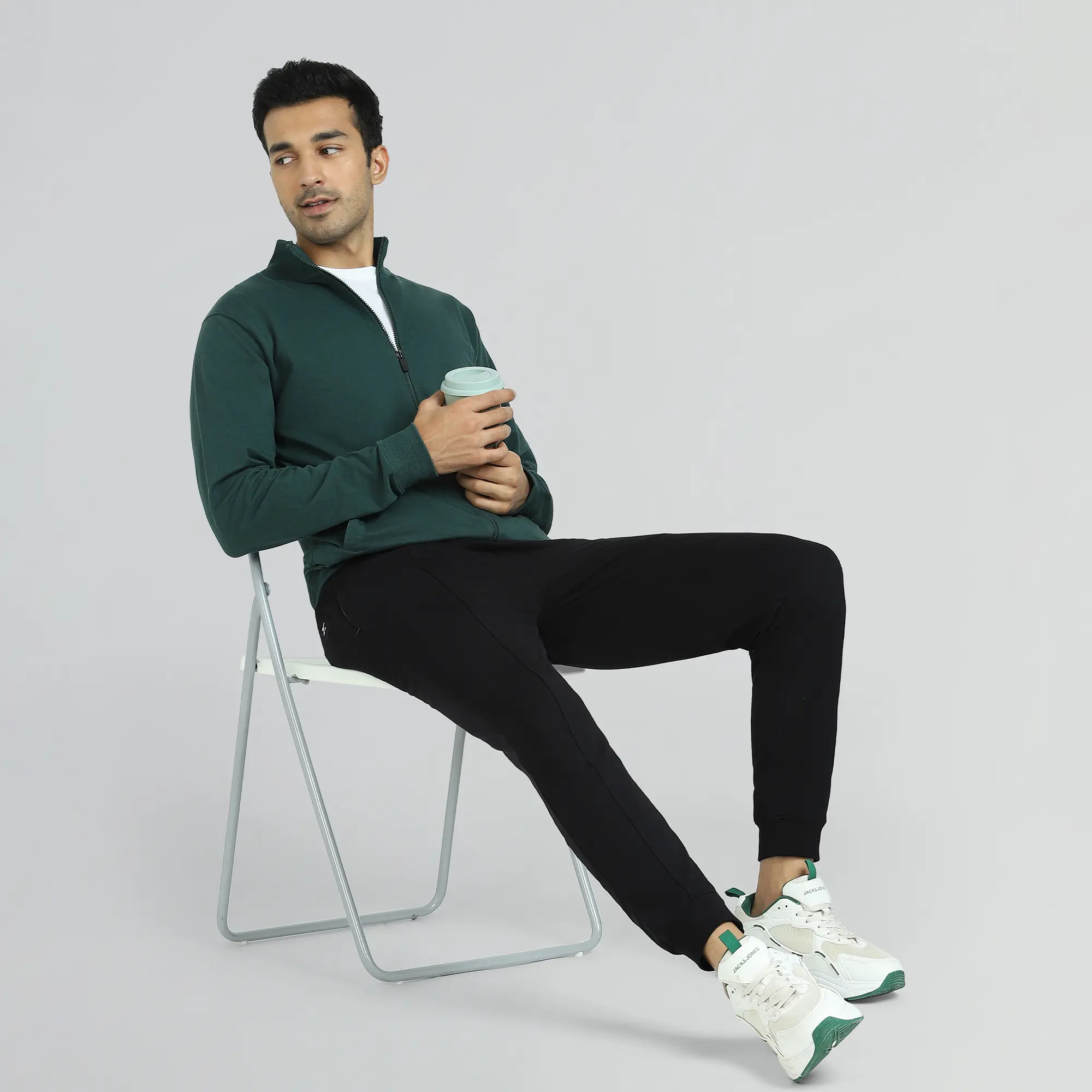 Cruze French Terry Cotton Zip Ups Forest Green - Image 6