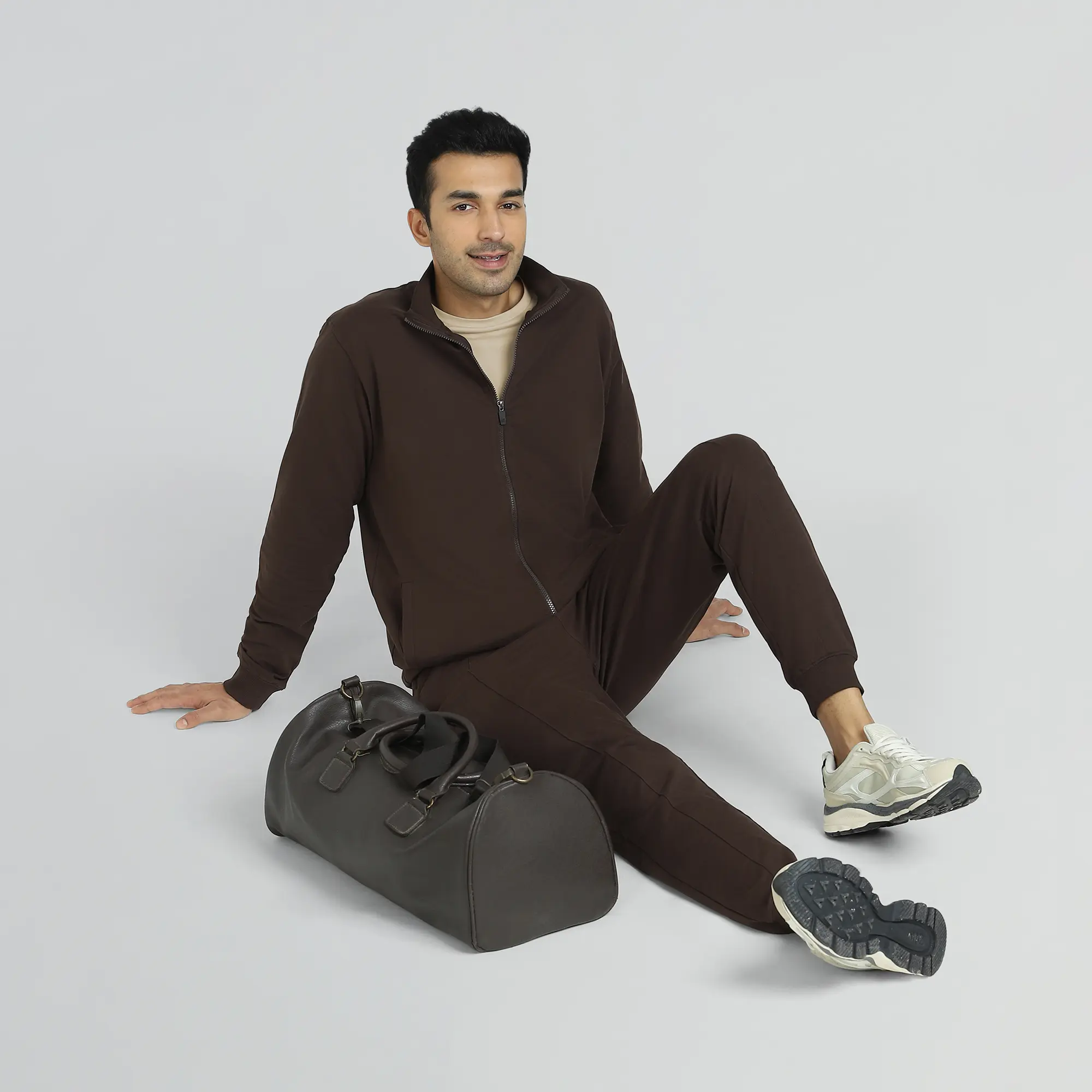 Cruze French Terry Cotton Zip Ups Malt Brown - Image 5