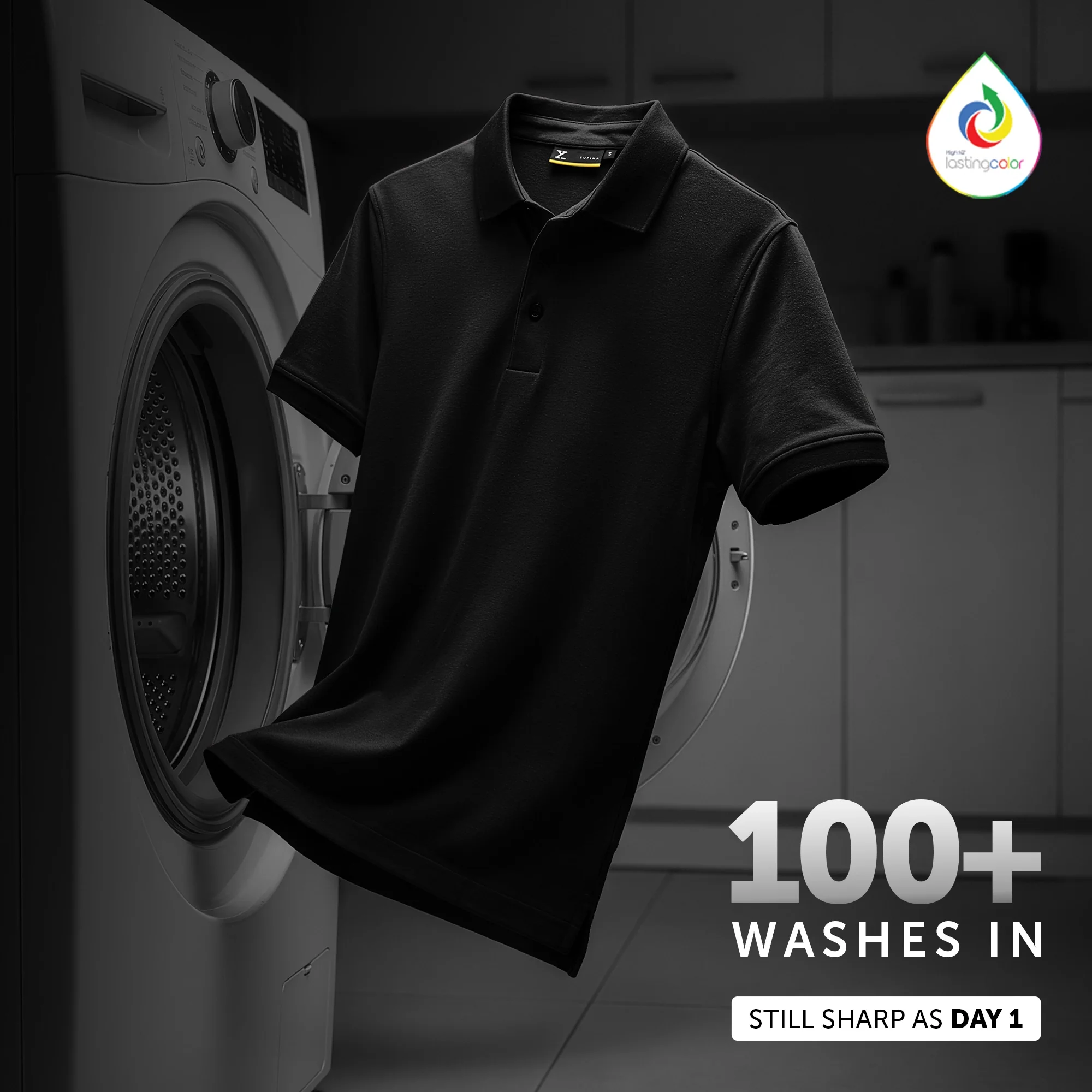 Supima Cotton Slim Fit Polo - Black Knight - Image 3
