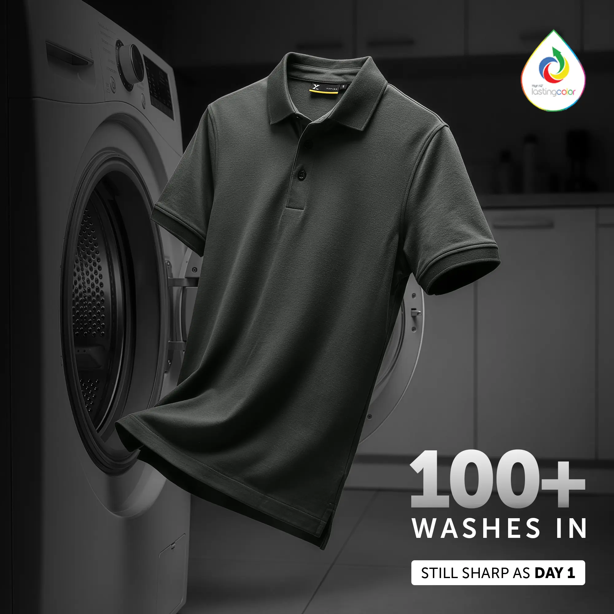Supima Cotton Slim Fit Polo - Storm Grey - Image 3