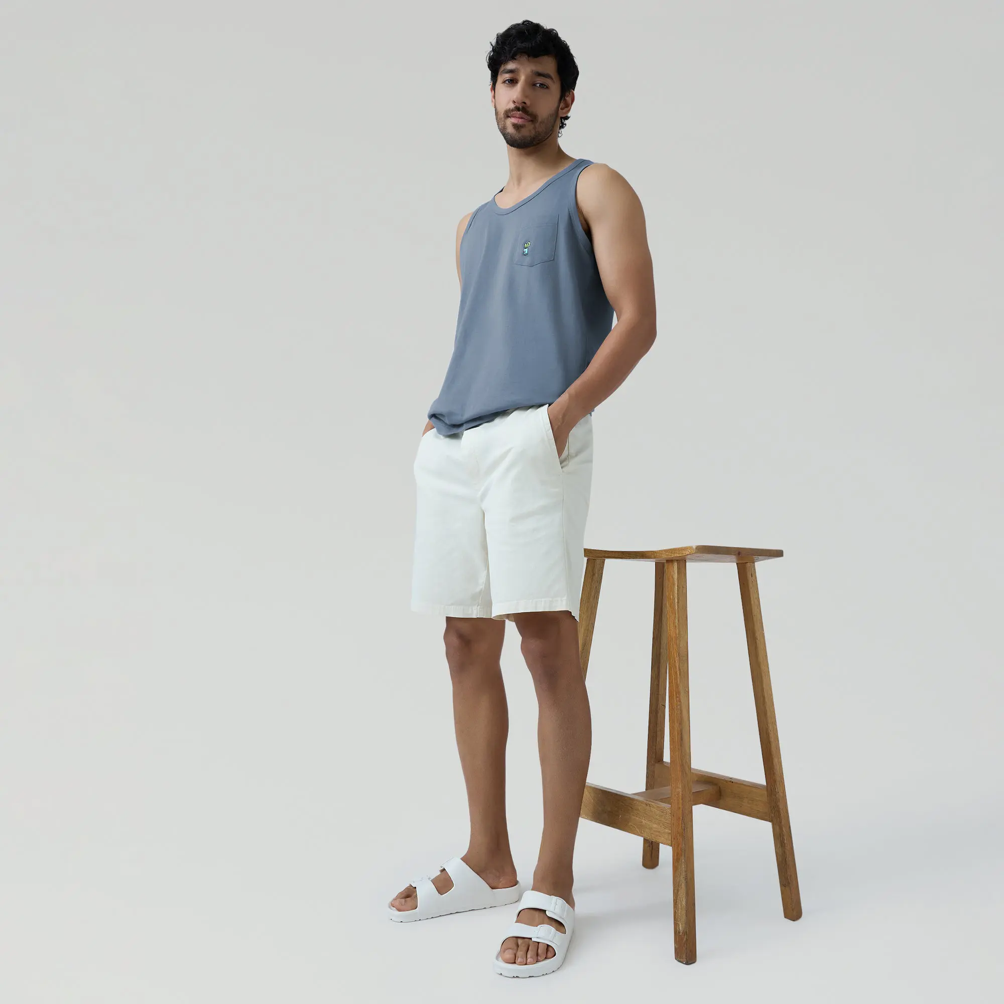 Renew Combed Cotton Tank Tops Slate Blue - Image 4