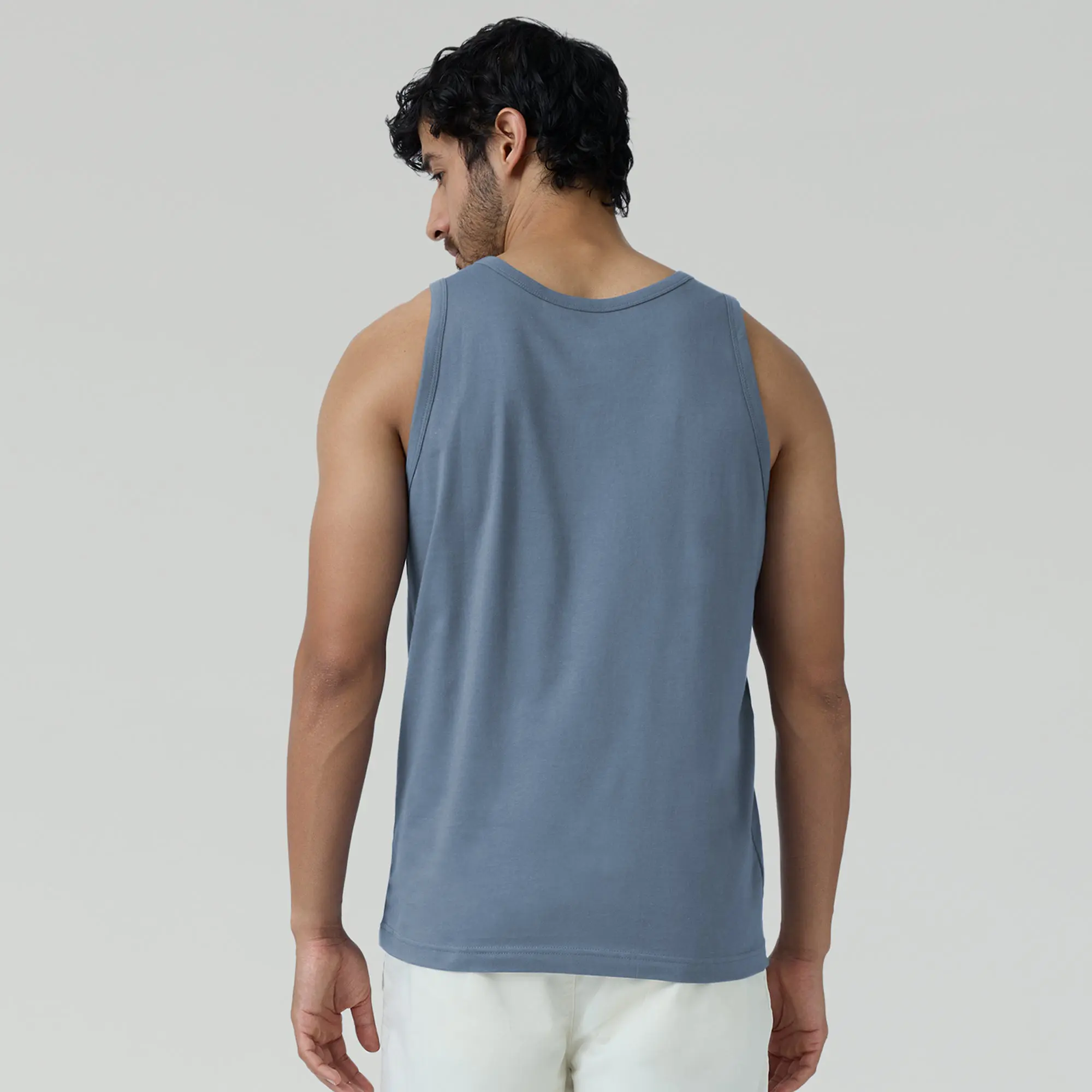 Renew Combed Cotton Tank Tops Slate Blue - Image 5
