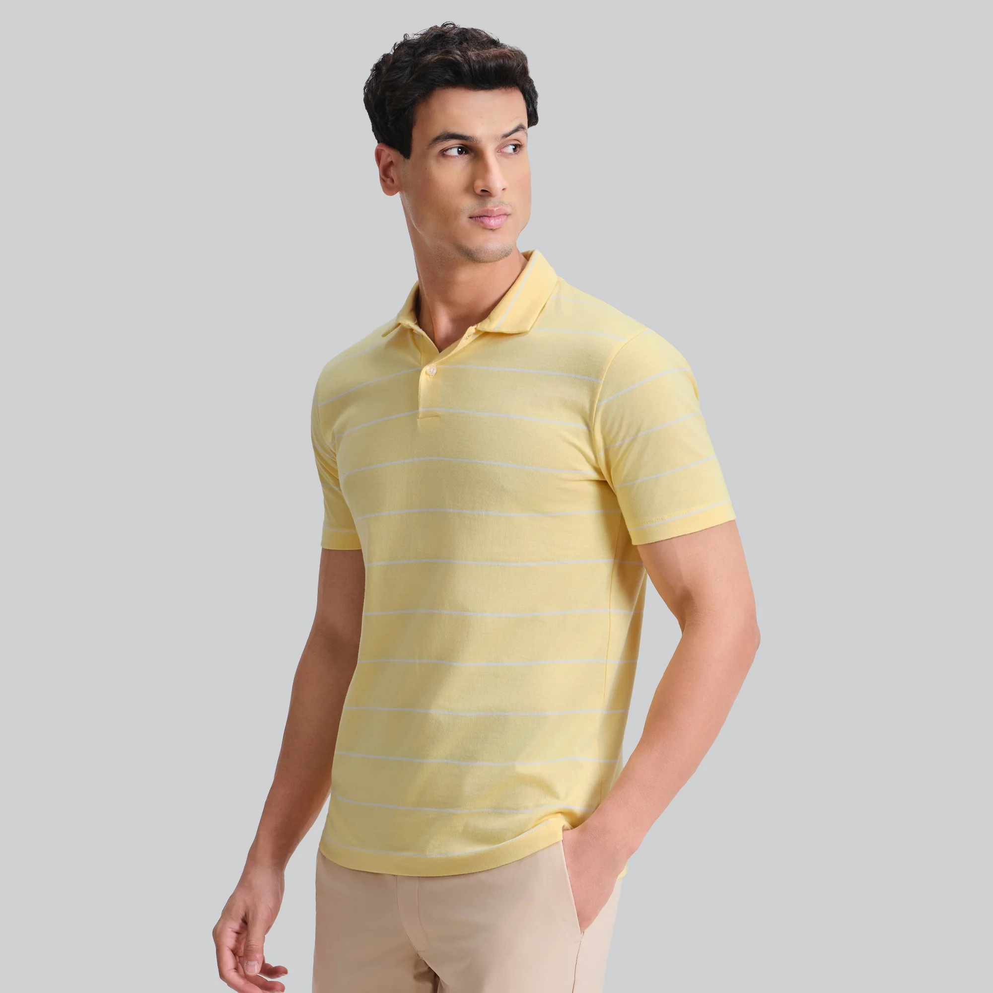 Linea Cotton Polo T-shirt - Butter Yellow - Image 4