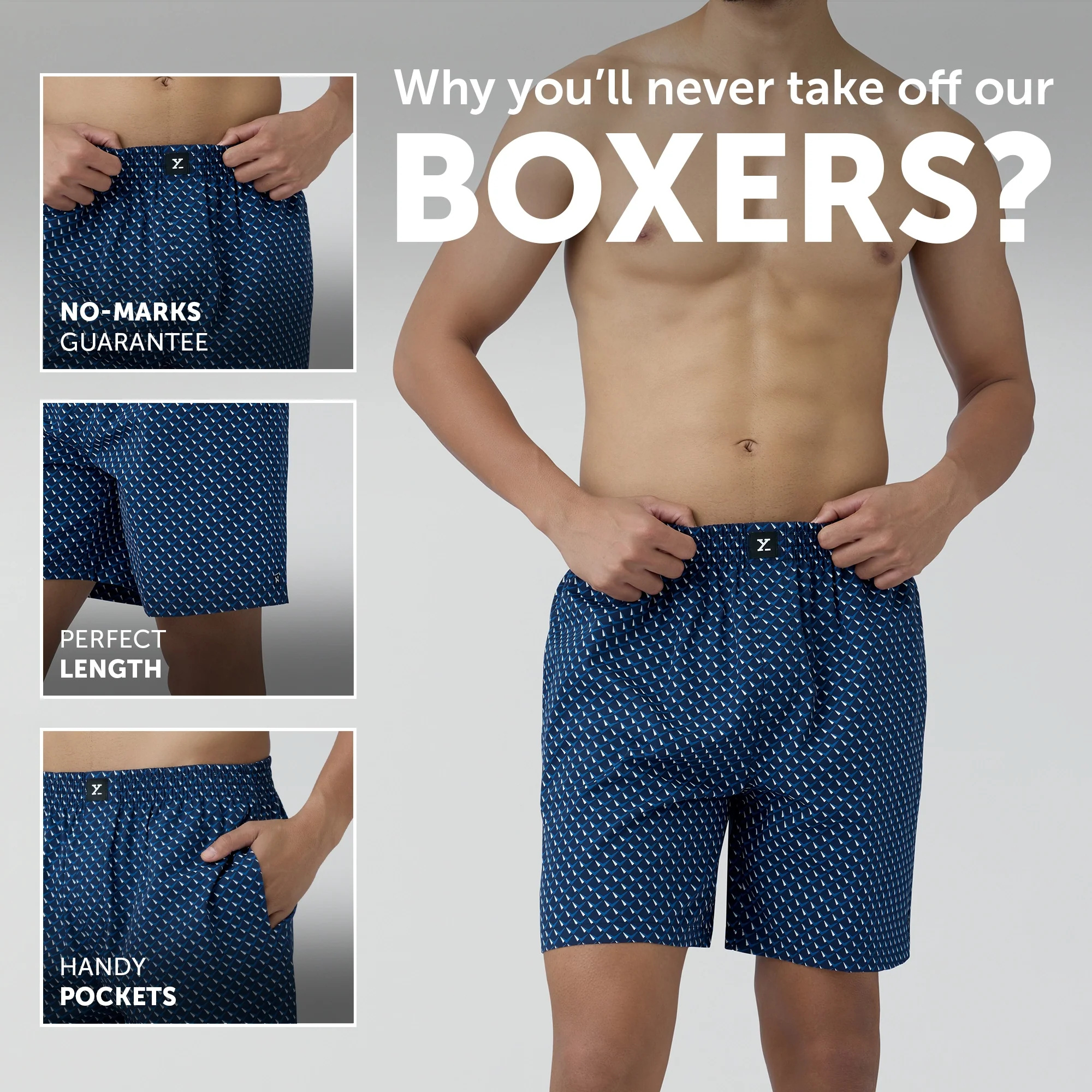 Astor Combed Cotton Boxer Shorts Arrow Blue - Image 2