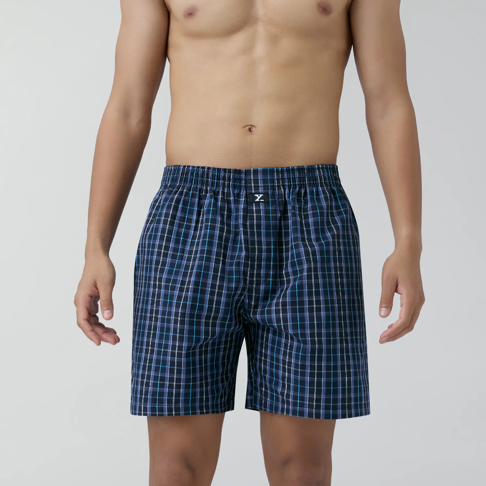 Checkmate Combed Cotton Boxer Shorts Midnight Blue - Image 4
