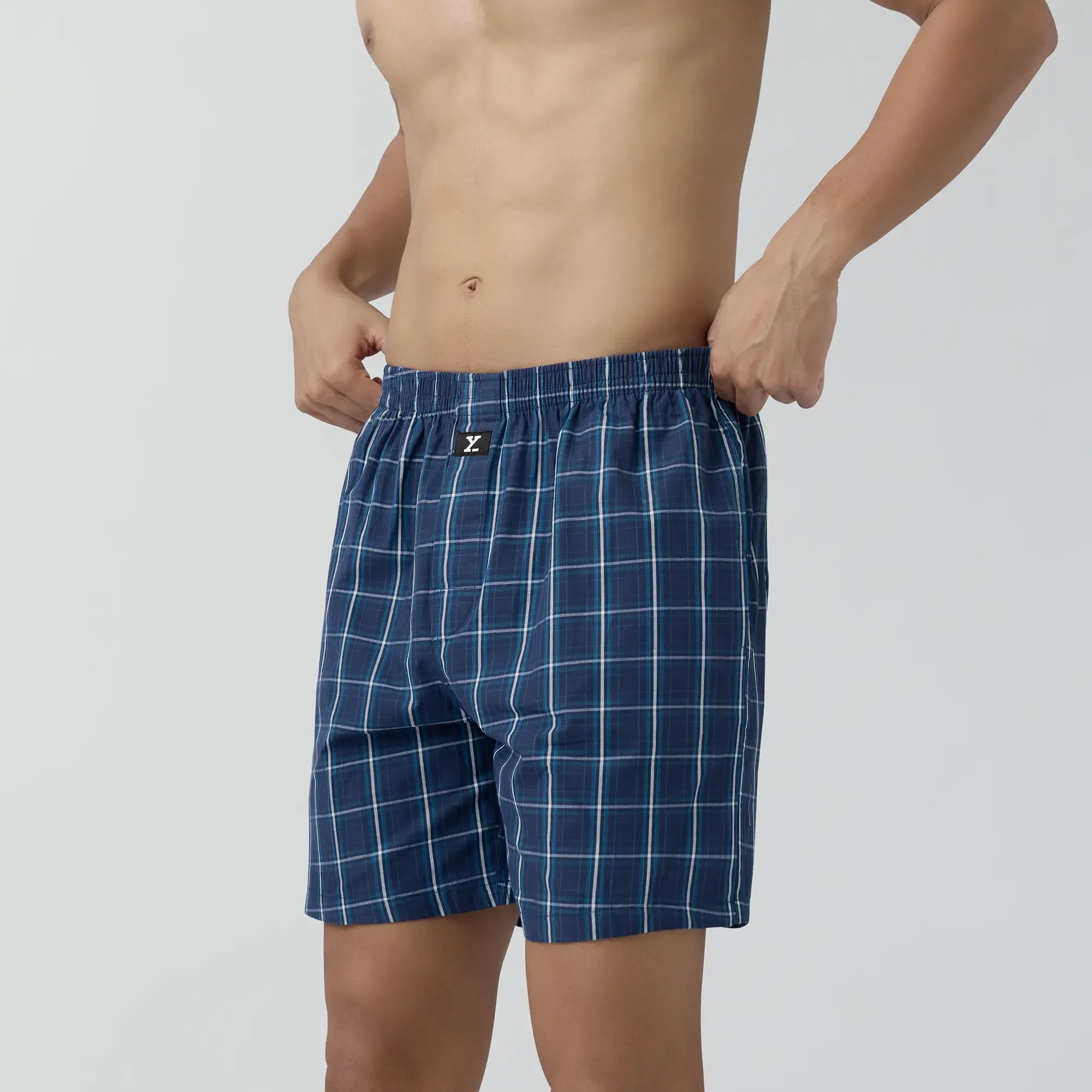 Checkmate Combed Cotton Boxer Shorts Vivid Blue - Image 5