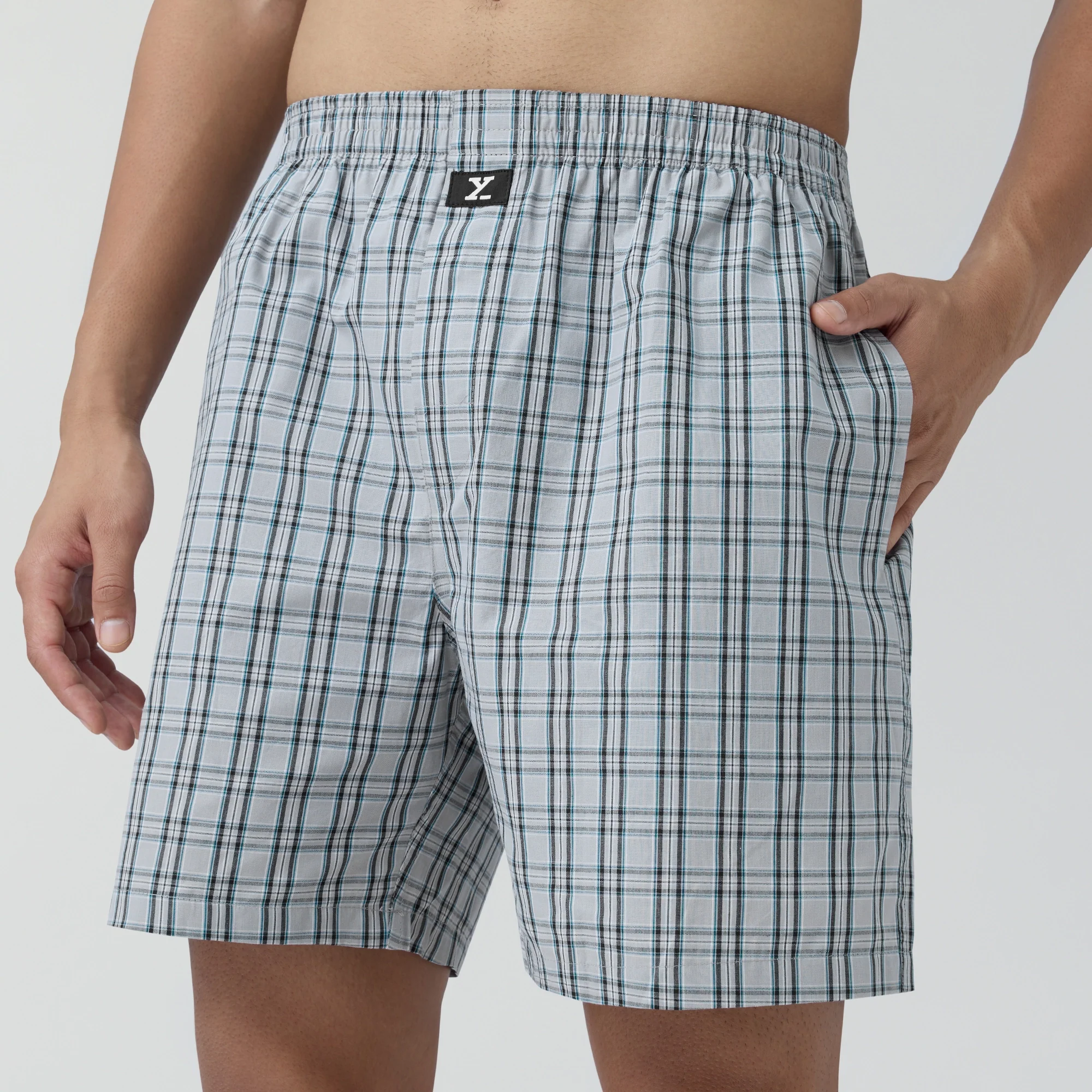 Checkmate Combed Cotton Boxer Shorts Frost Grey - Image 6