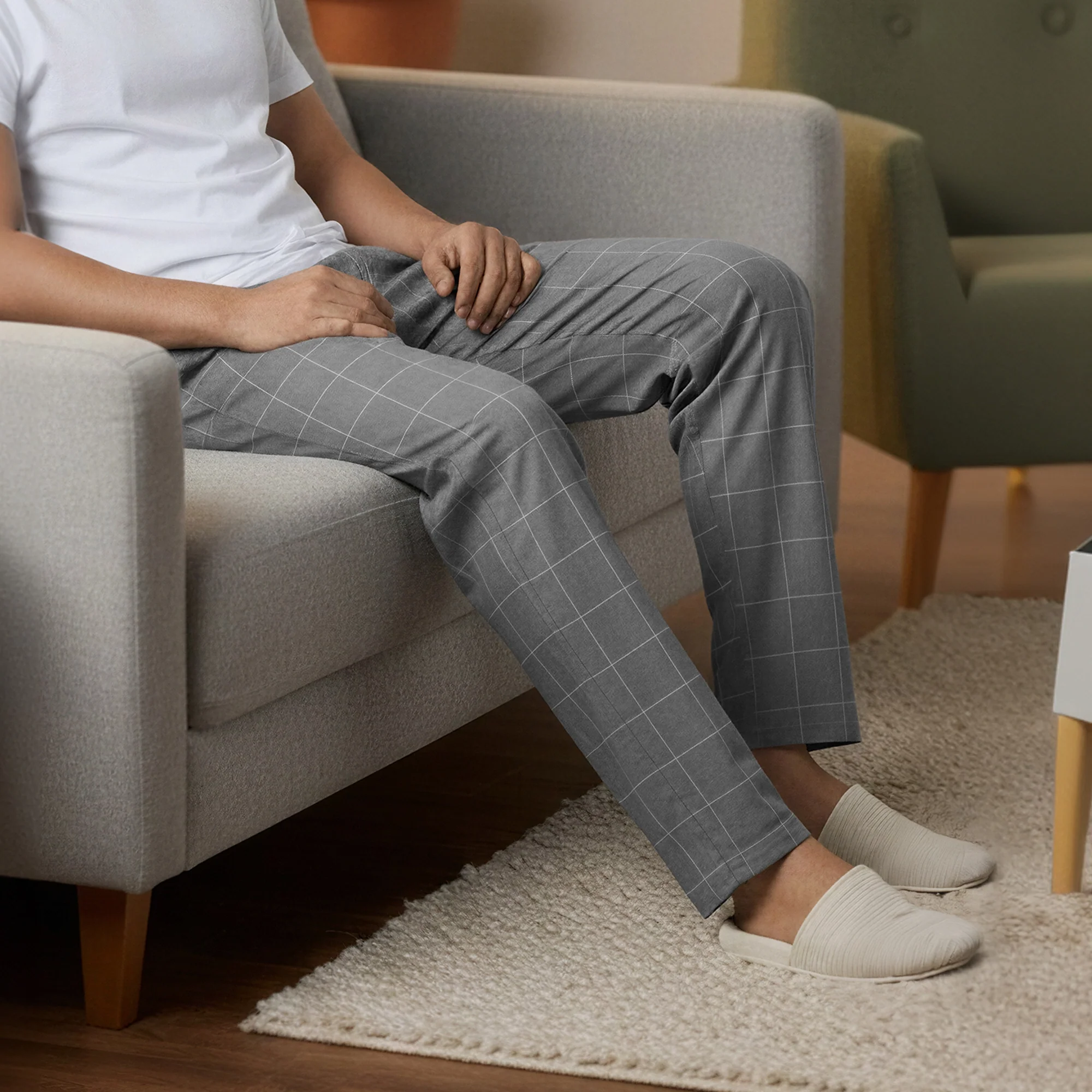 Checkmate Combed Cotton Pyjamas Steel Grey