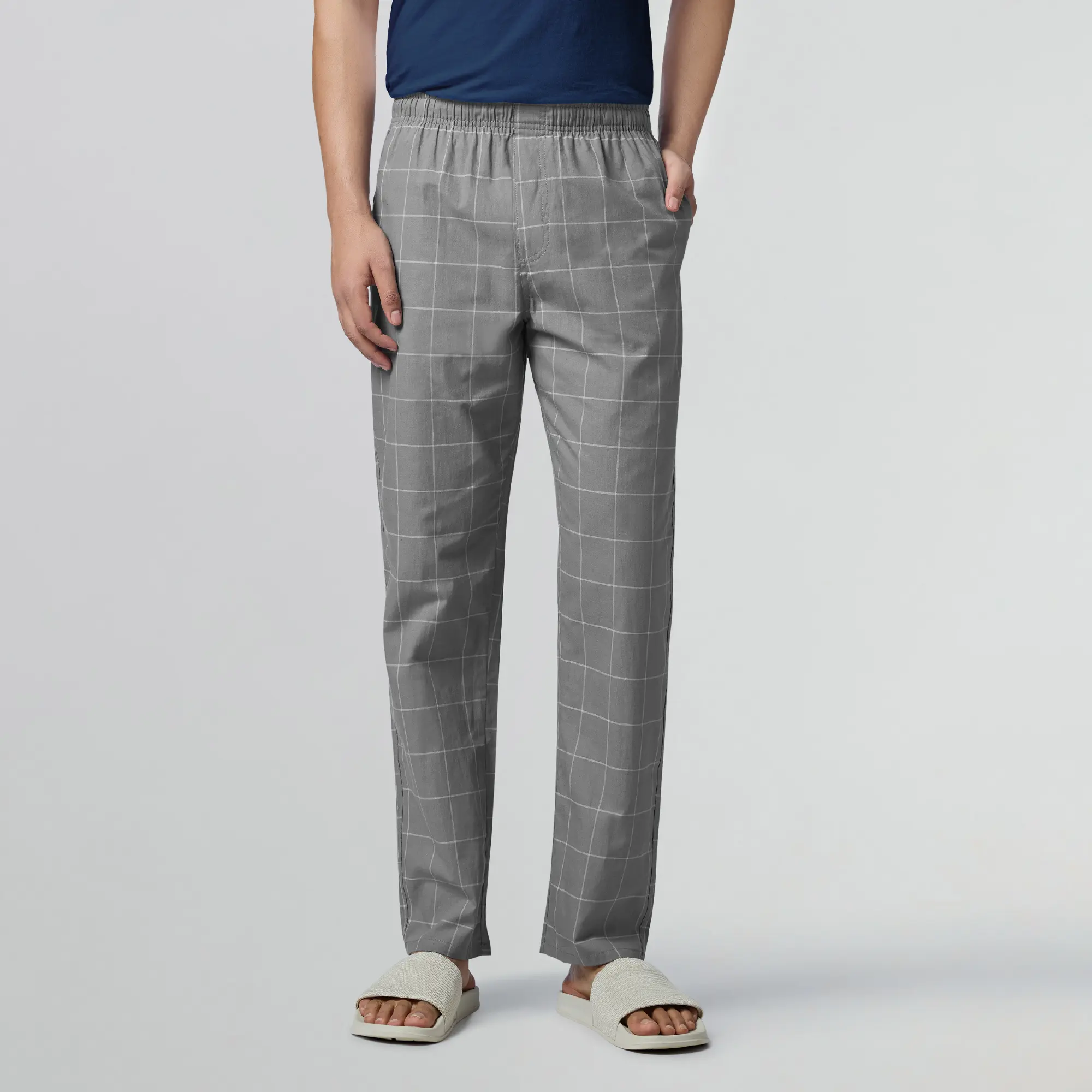 Checkmate Combed Cotton Pyjamas Steel Grey - Image 2