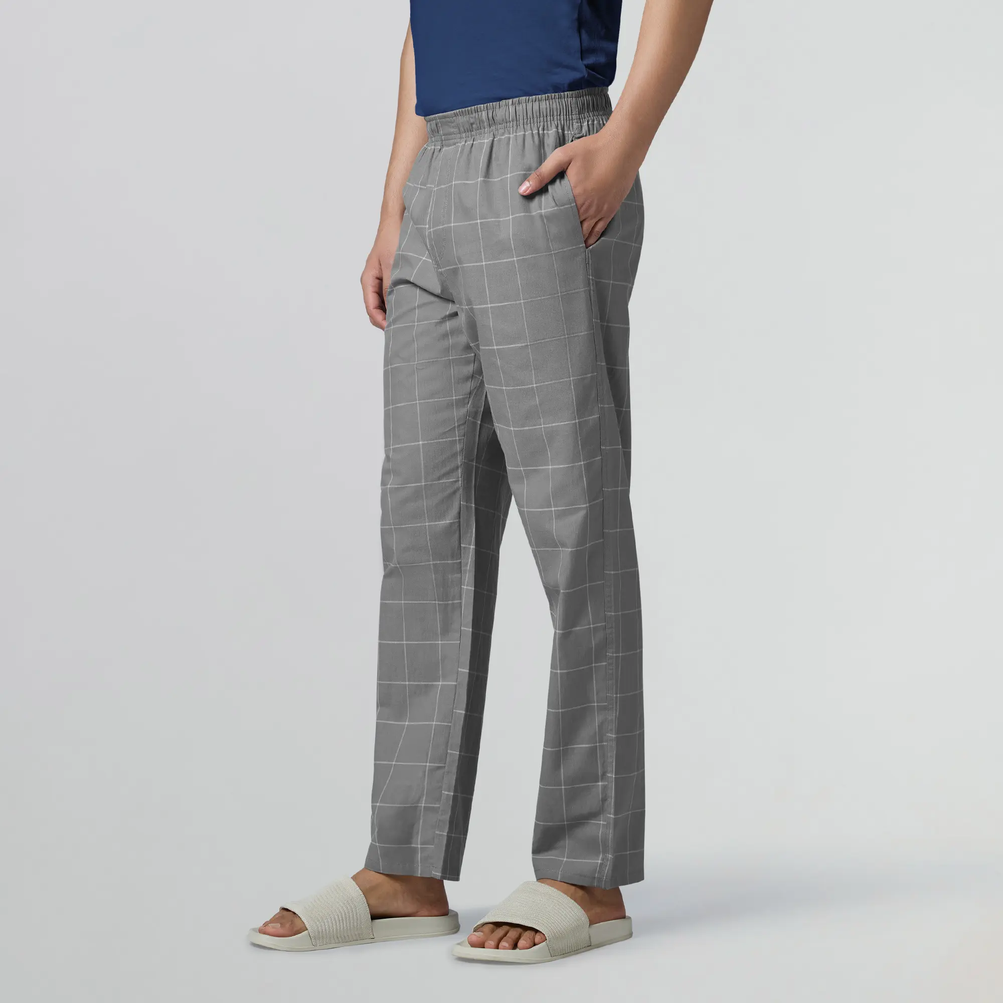 Checkmate Combed Cotton Pyjamas Steel Grey - Image 3
