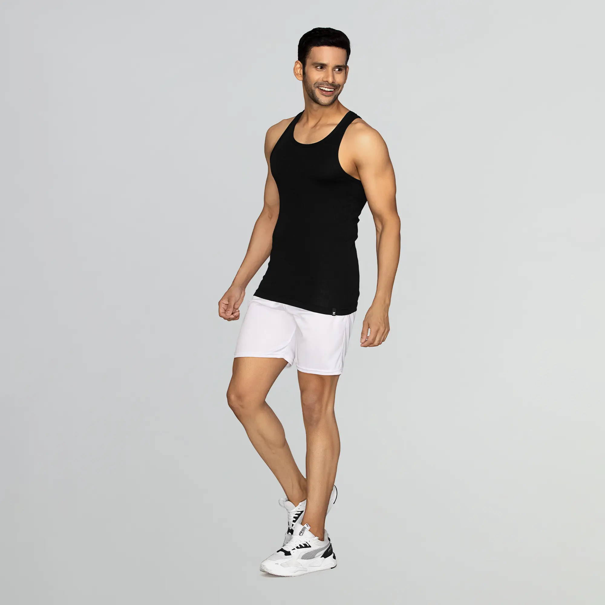 Nova Round Neck Racer Back Vest Black Knight - Image 5