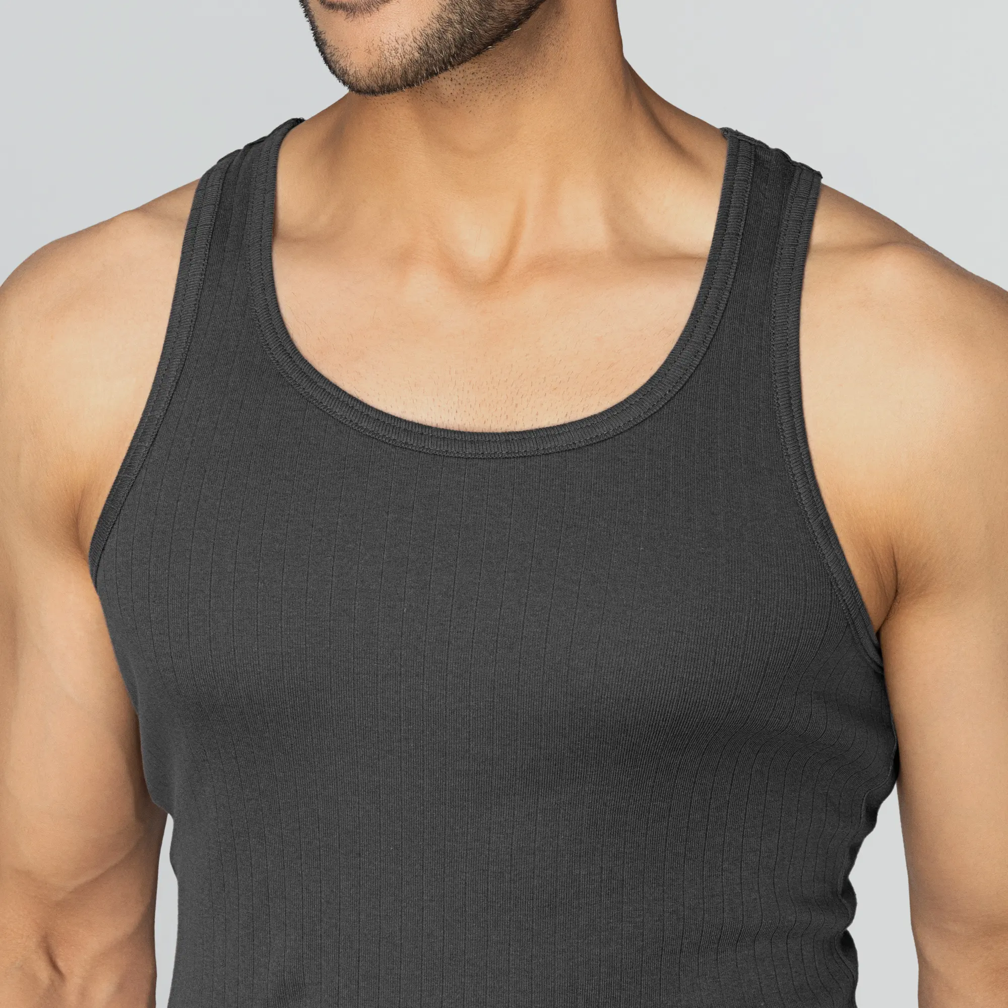 Nova Round Neck Racer Back Vest Graphite Grey - Image 6