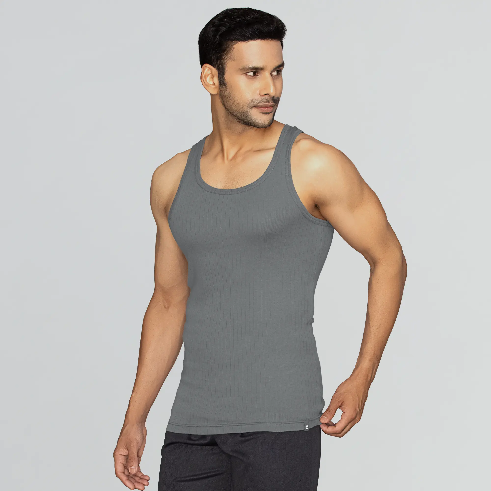 Nova Round Neck Racer Back Vest Ash Grey - Image 3