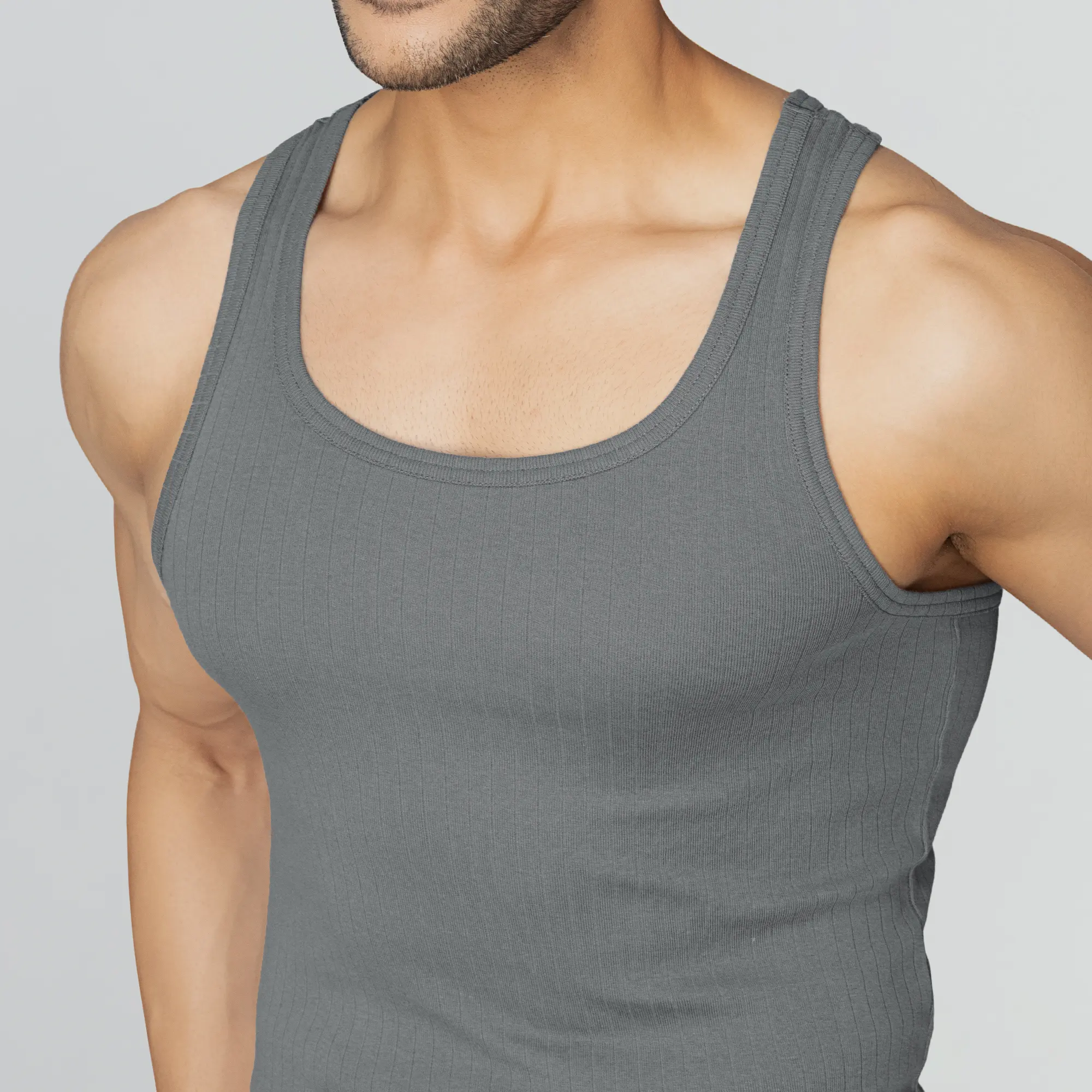 Nova Round Neck Racer Back Vest Ash Grey - Image 6