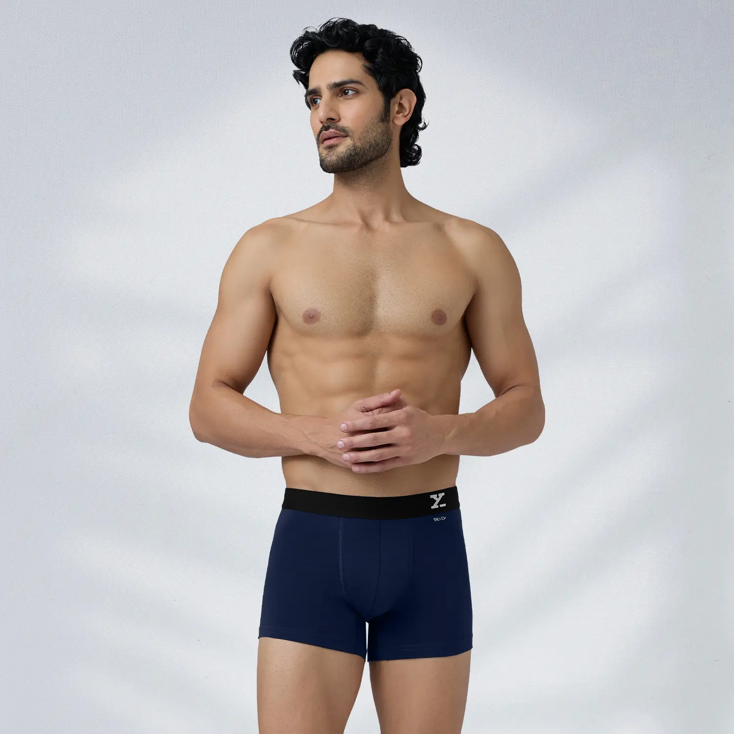 Aero Silver Cotton Trunks Midnight Blue
