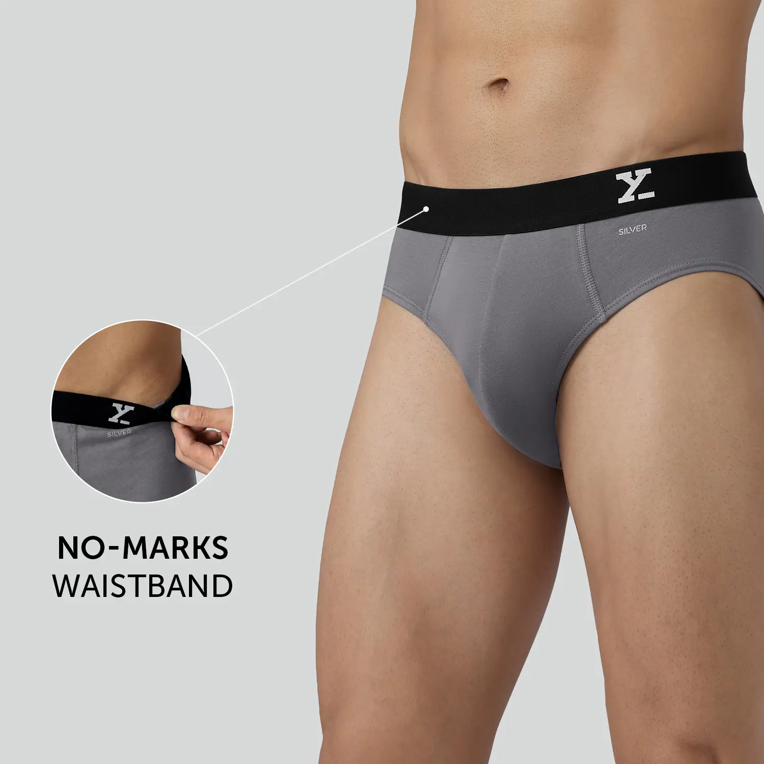 Aero Silver Cotton Briefs Ash Grey - Image 4