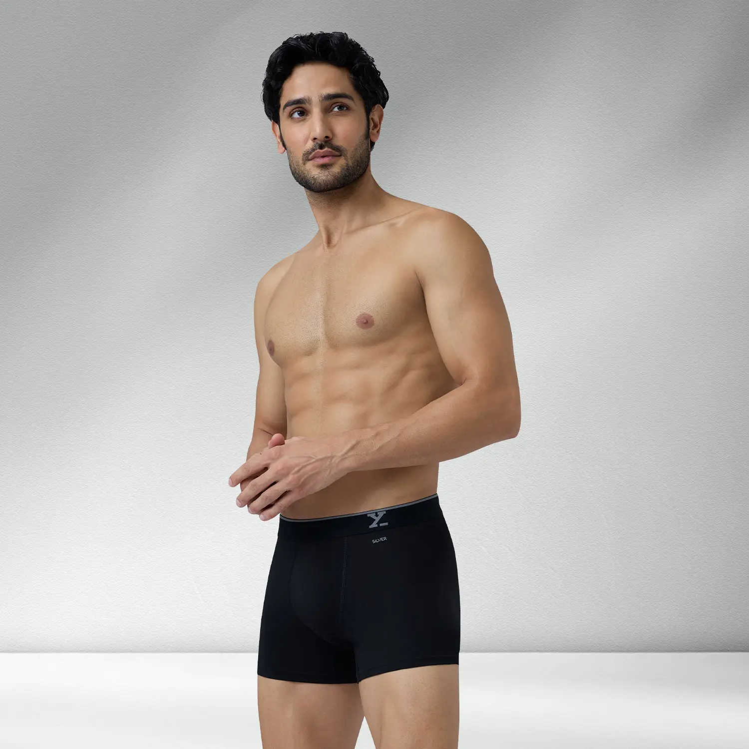 Traq Silver Cotton Trunks Black Knight