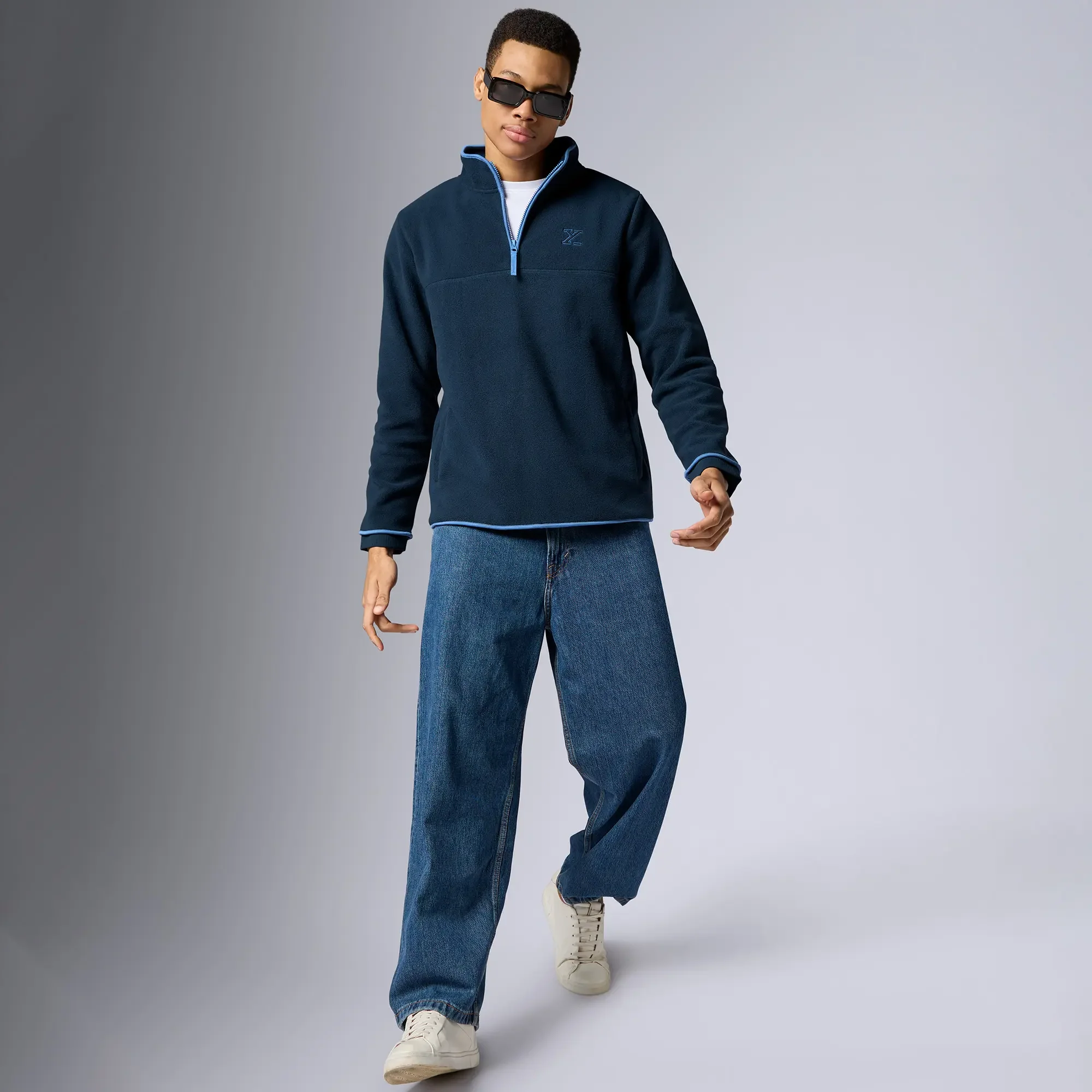 Mens Alterra Polar Fleece Jackets Midnight Blue - Image 4